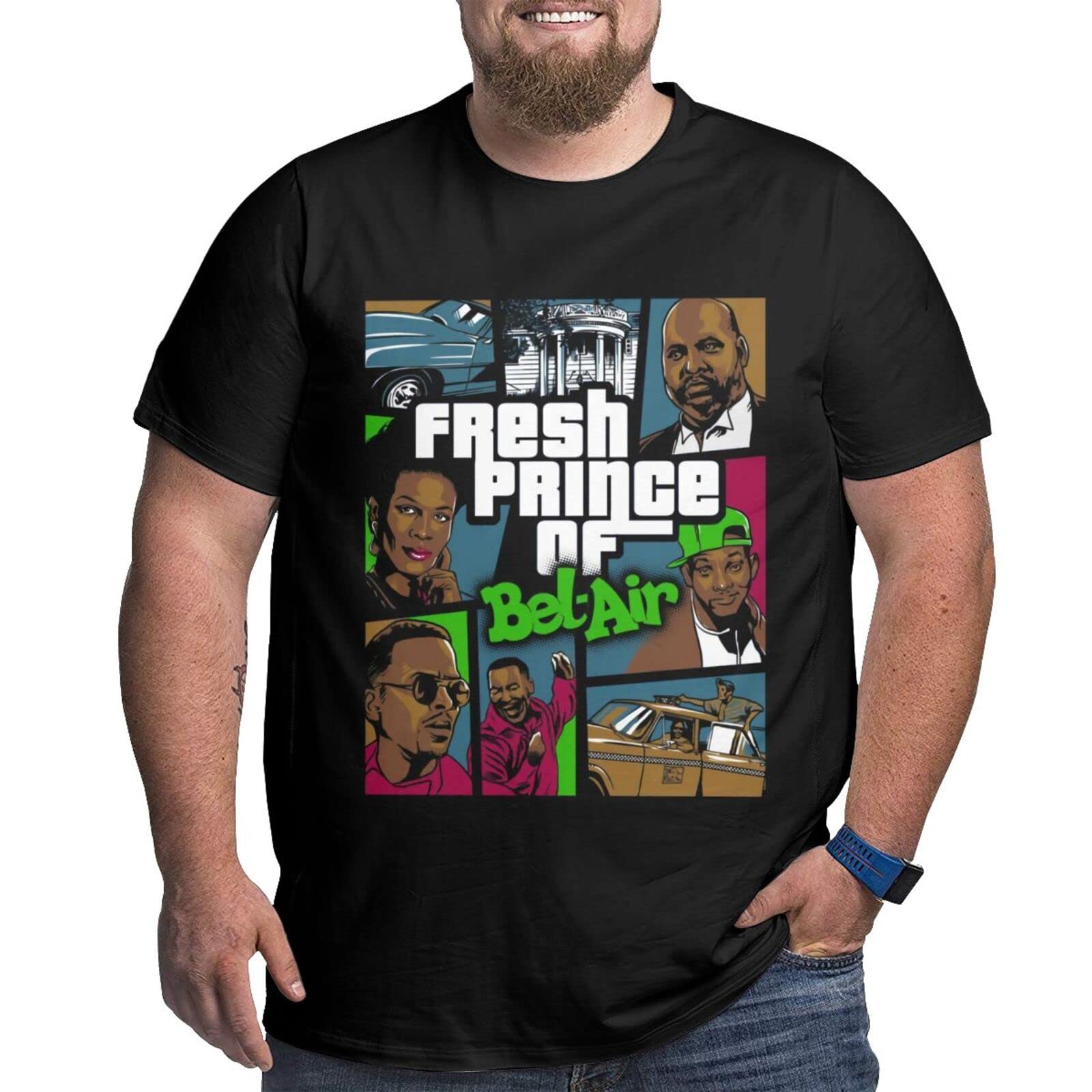 The Fresh Prince of Bel-Air Oversized T-Shirt for Men - 100% Cotton Crew Neck Short Sleeve Tee - Perfect for Casual Wear, Street Style & 90s Nostalgia Fashion
