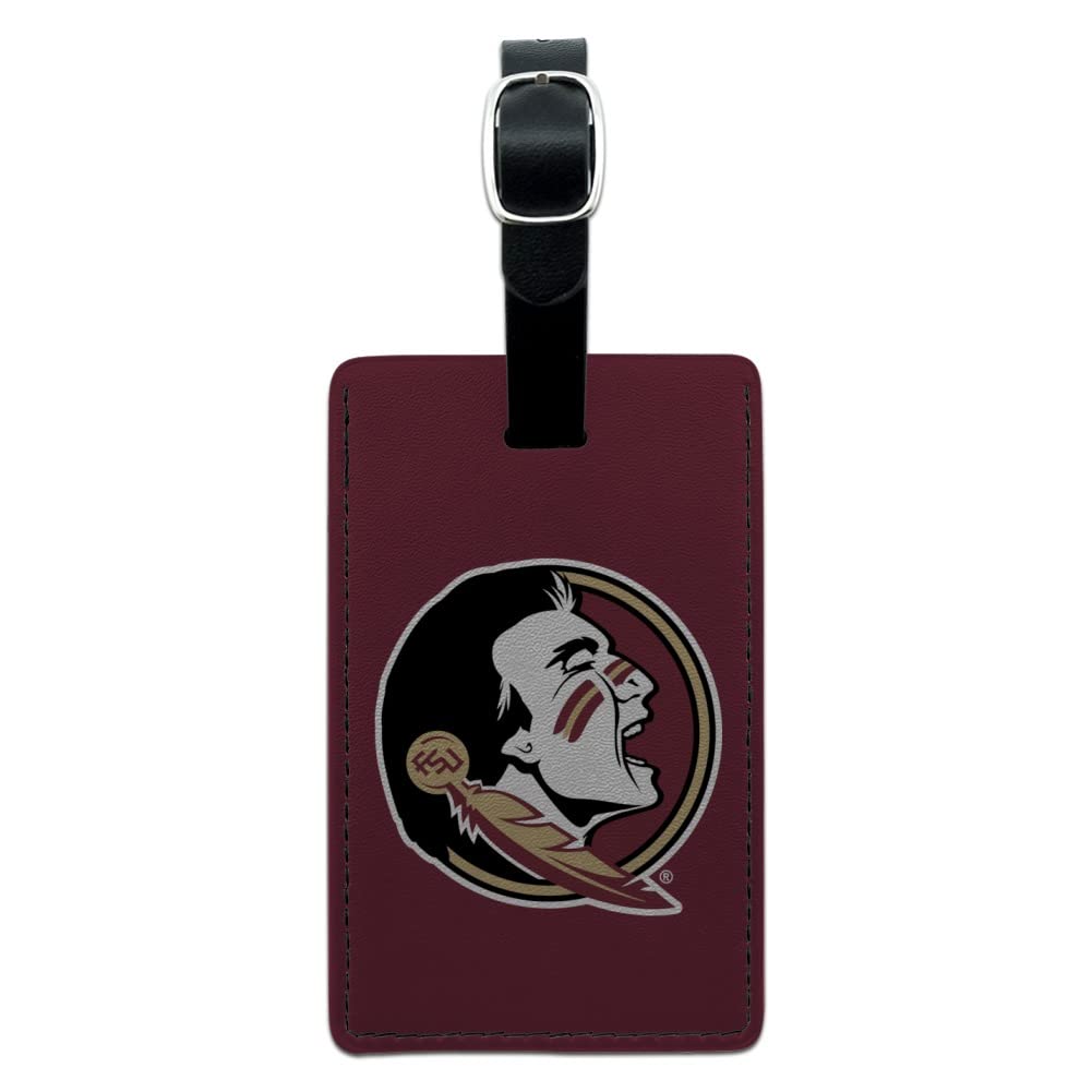 Florida State University Logo Leather Luggage Tag - Rectangle Carry-On ID Card Holder for Travel, Suitcases & Backpacks | Durable Personalized Name Tag for Business Trips & Vacations