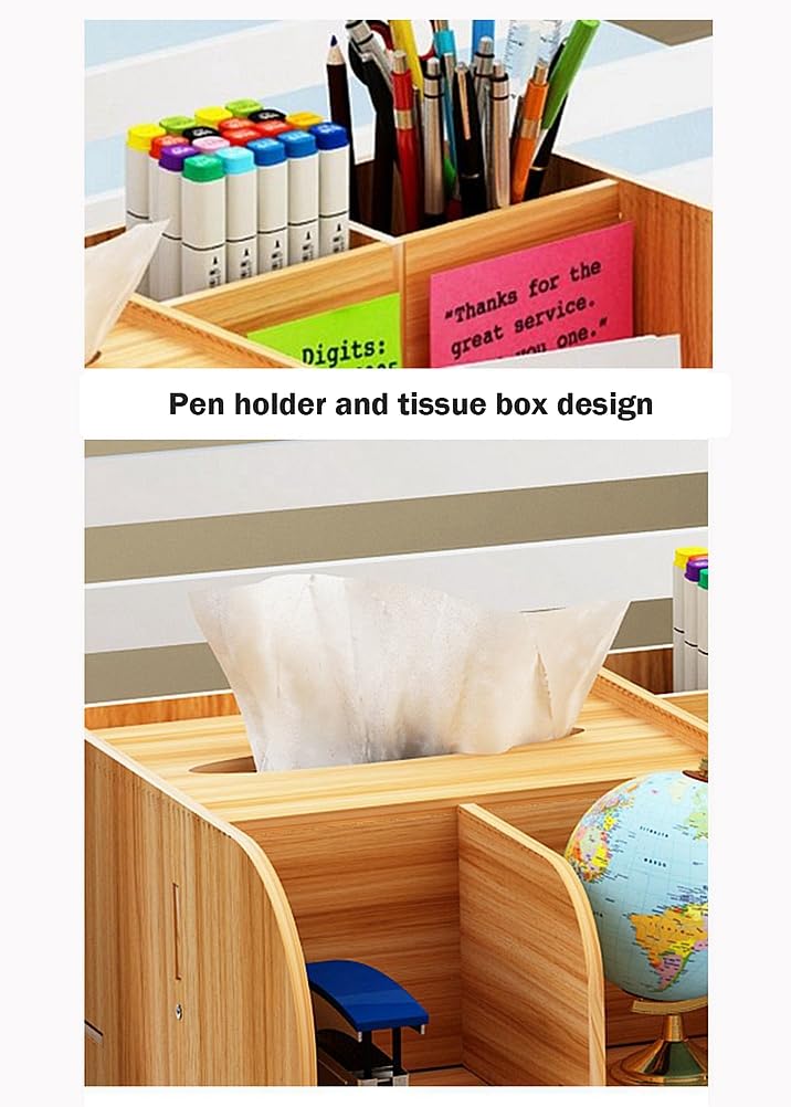 Multi-Layer A4 Paper File Organizer Shelf - Walnut Office Desktop Document Storage Rack for Files, Folders & Tissues | Perfect for Home, Office & Workspace Organization