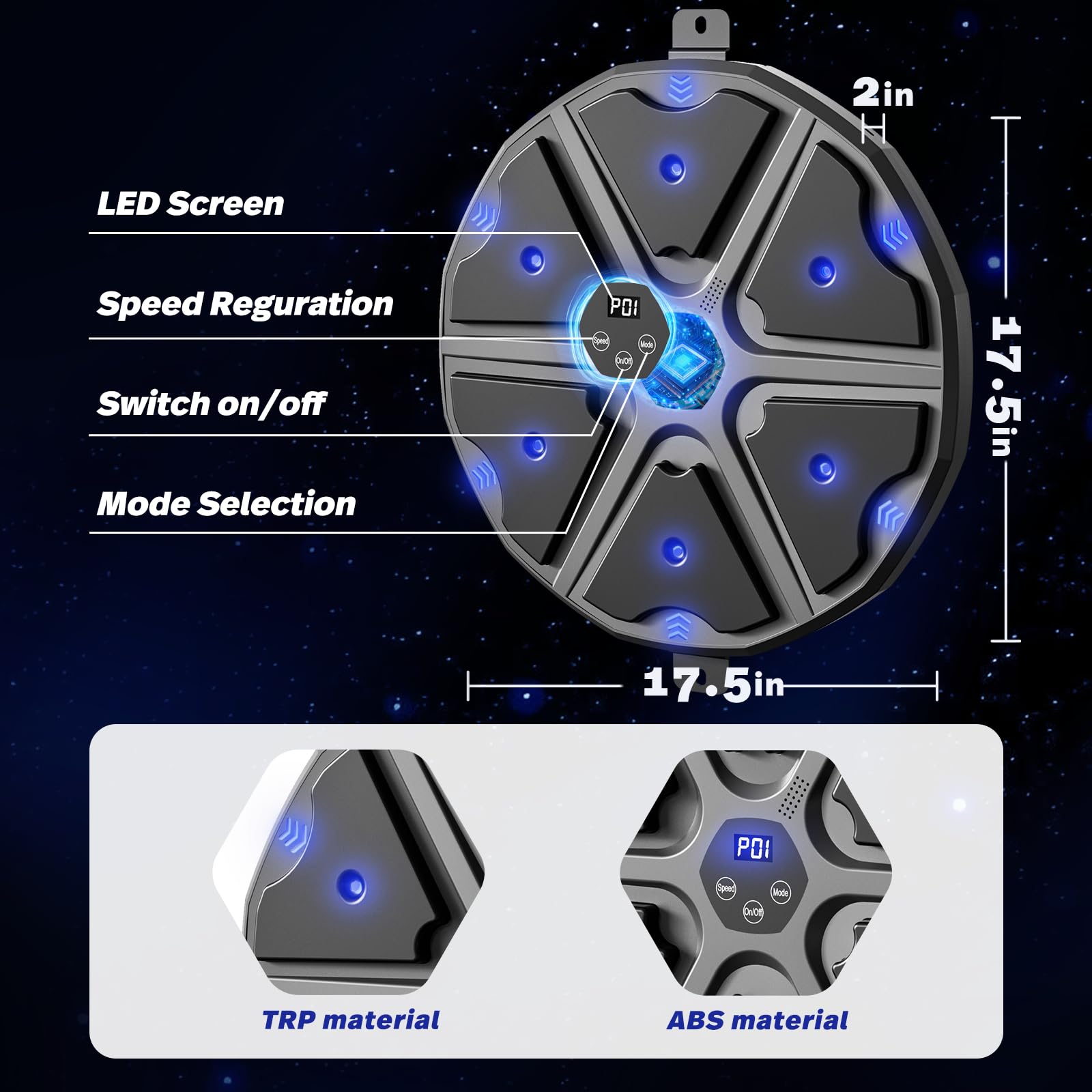 Bluetooth Music Boxing Machine for Adults & Kids - Interactive Punching Game with Gloves, 9 Training Modes & 9 Speed Levels, Large LED Fitness Equipment for Home Gym & Family Fun