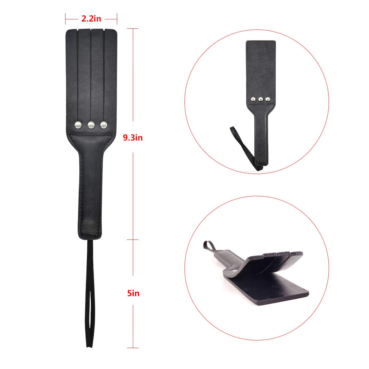 Premium Leather BDSM Spanking Paddle for Adults - SM Play Toy for Couples, Soft Impact Sensation - Perfect for Roleplay & Sensual Exploration (Black)