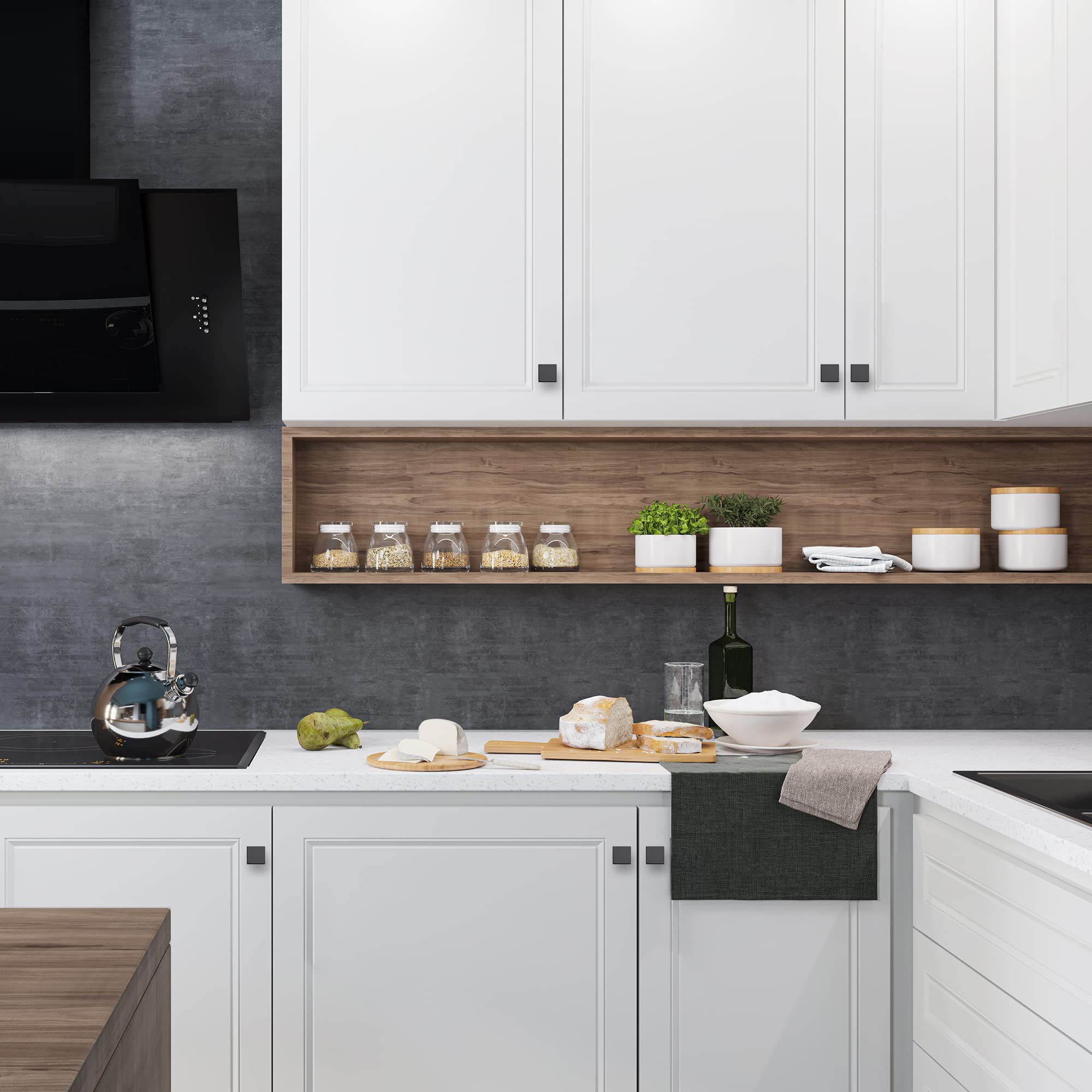 15 Pack Matte Black Square Cabinet Knobs - Home Expert Kitchen & Dresser Drawer Pulls - Durable Hardware for Cabinets, Wardrobes & Furniture (Ideal for Modern Kitchen & Bathroom Renovation)