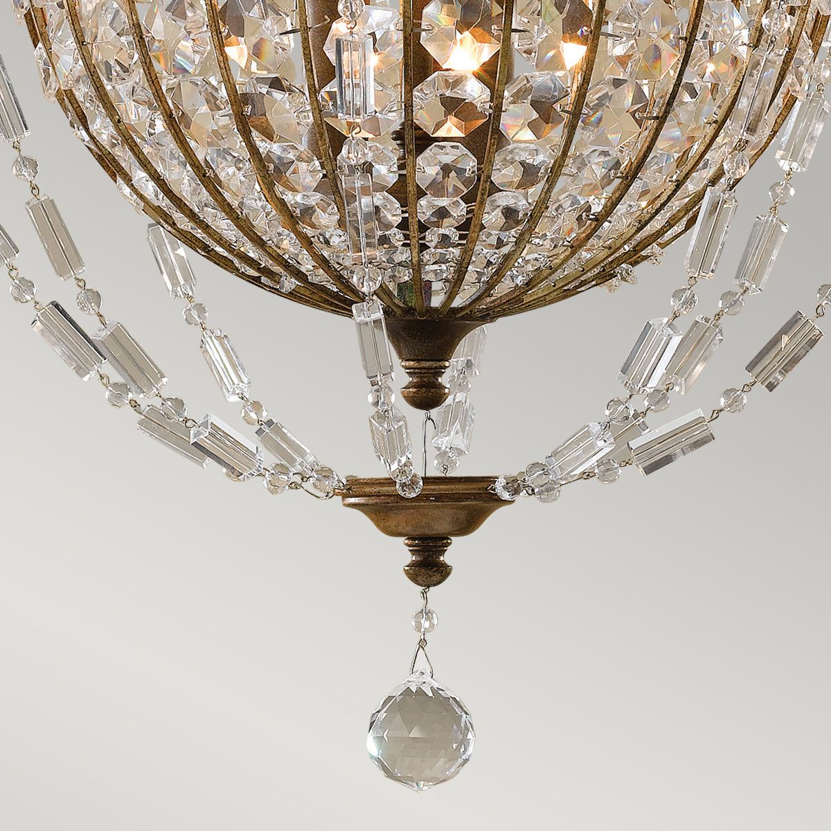 Bellini 1/3Lt Center Ceiling Light - British Bronze Finish - Elegant Dining Room & Bedroom Lighting Fixture