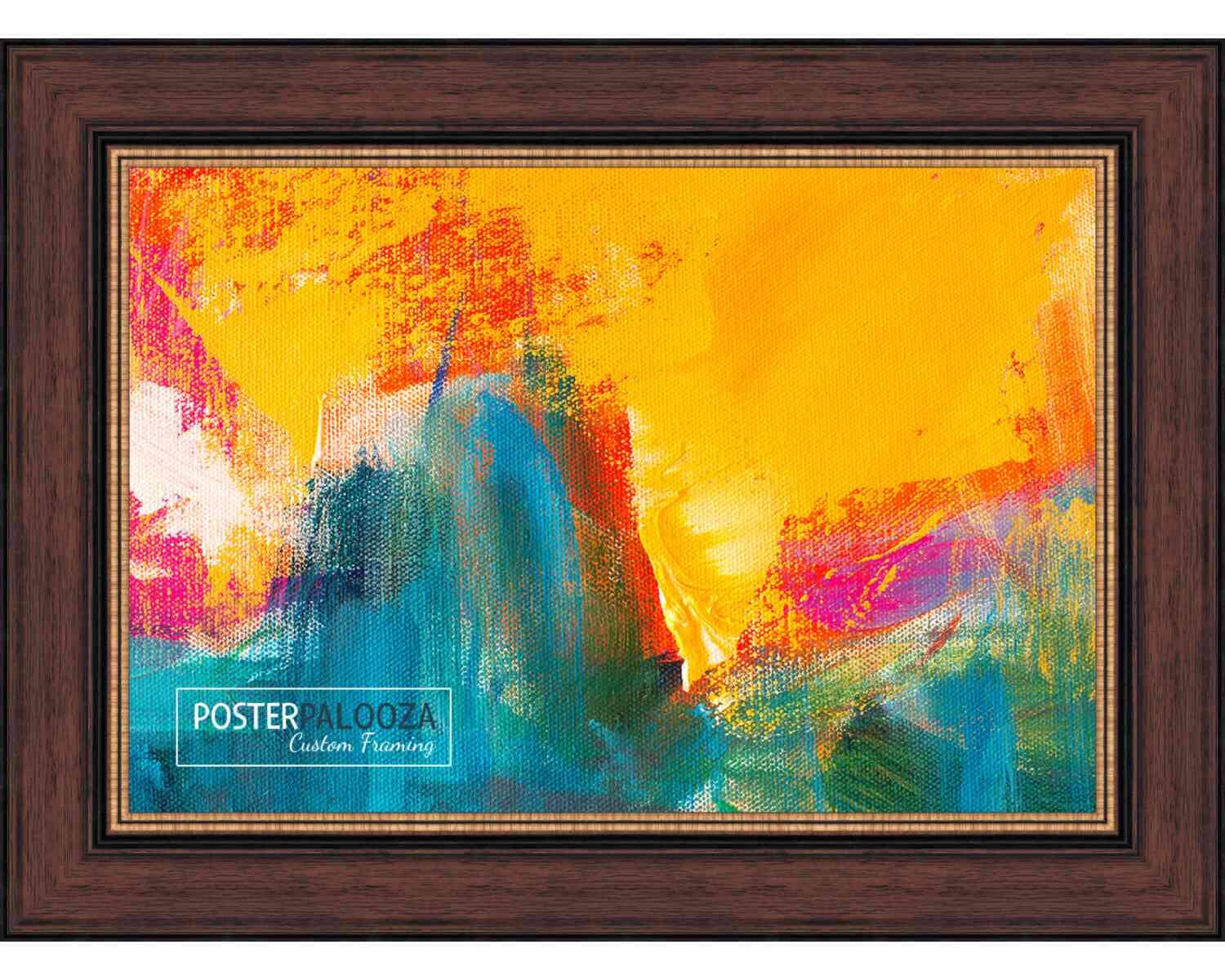 24x12 Traditional Walnut Wood Picture Frame with UV Acrylic & Foam Board Backing - Complete Wall Art Display for Posters, Photos & Certificates - Perfect for Home, Office & Gallery Decor