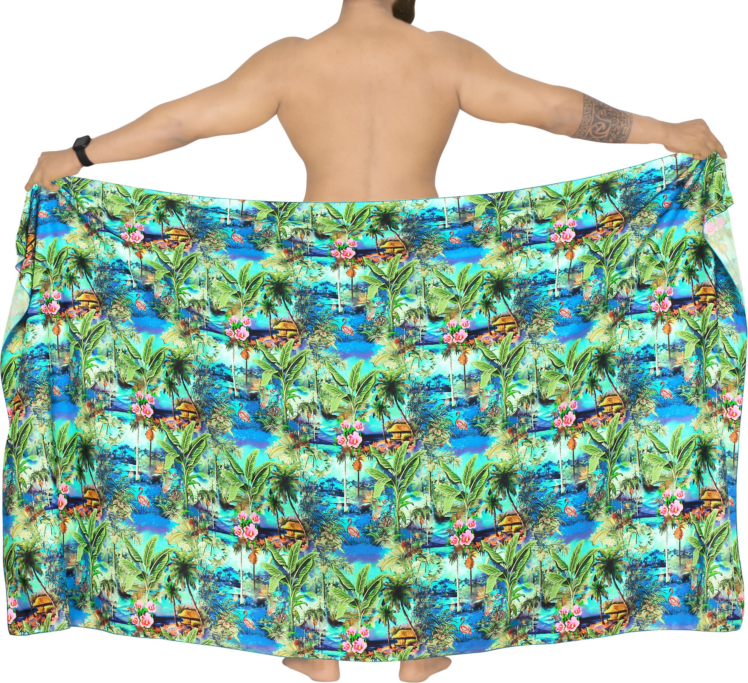 Happy Bay Men's Quick-Dry Sarong Swim Cover Up - Lightweight Beach Wrap for Swimming, Surfing & Lounging - UPF 50+ Sun Protection