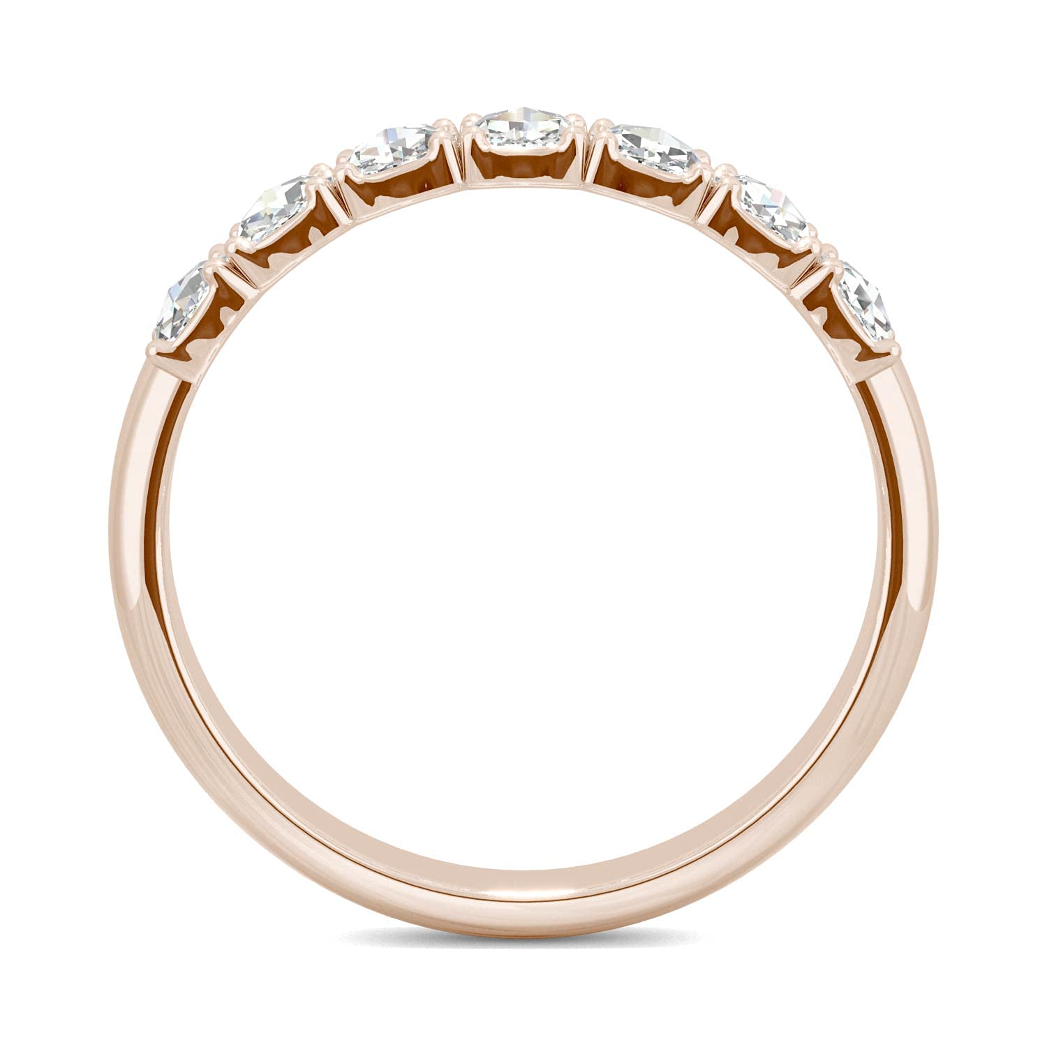 14K Rose Gold 3mm Round Rose Cut Moissanite Wedding Band Ring - 0.49cttw DEW by Charles & Colvard - Perfect for Engagement, Anniversary & Bridal Jewelry Gifts