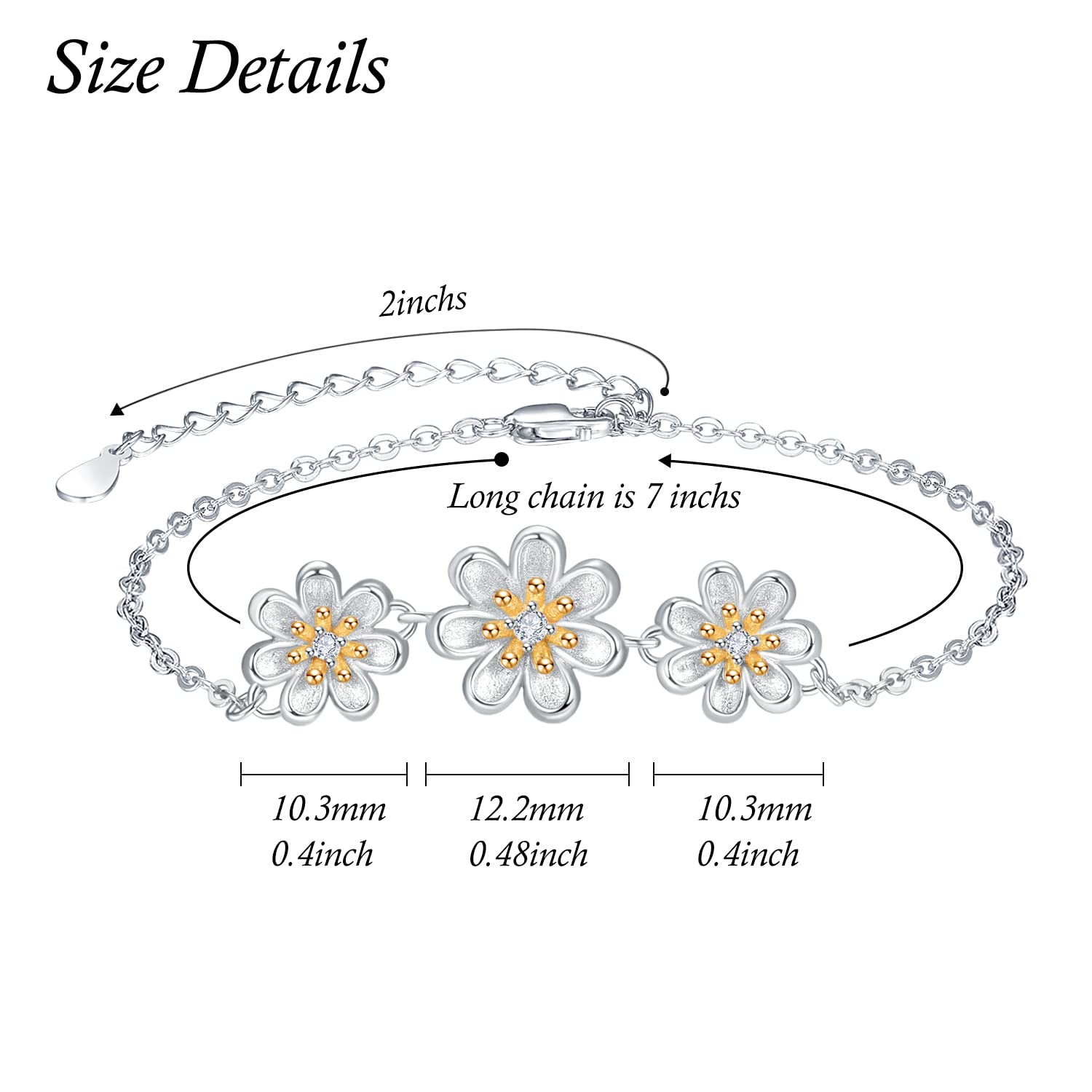 Palpitate Daisy Bracelet for Women - Sterling Silver Floral Jewelry Gift for Wife, Mom, Her Birthday & Anniversary - Perfect for Everyday Wear, Date Nights & Special Occasions