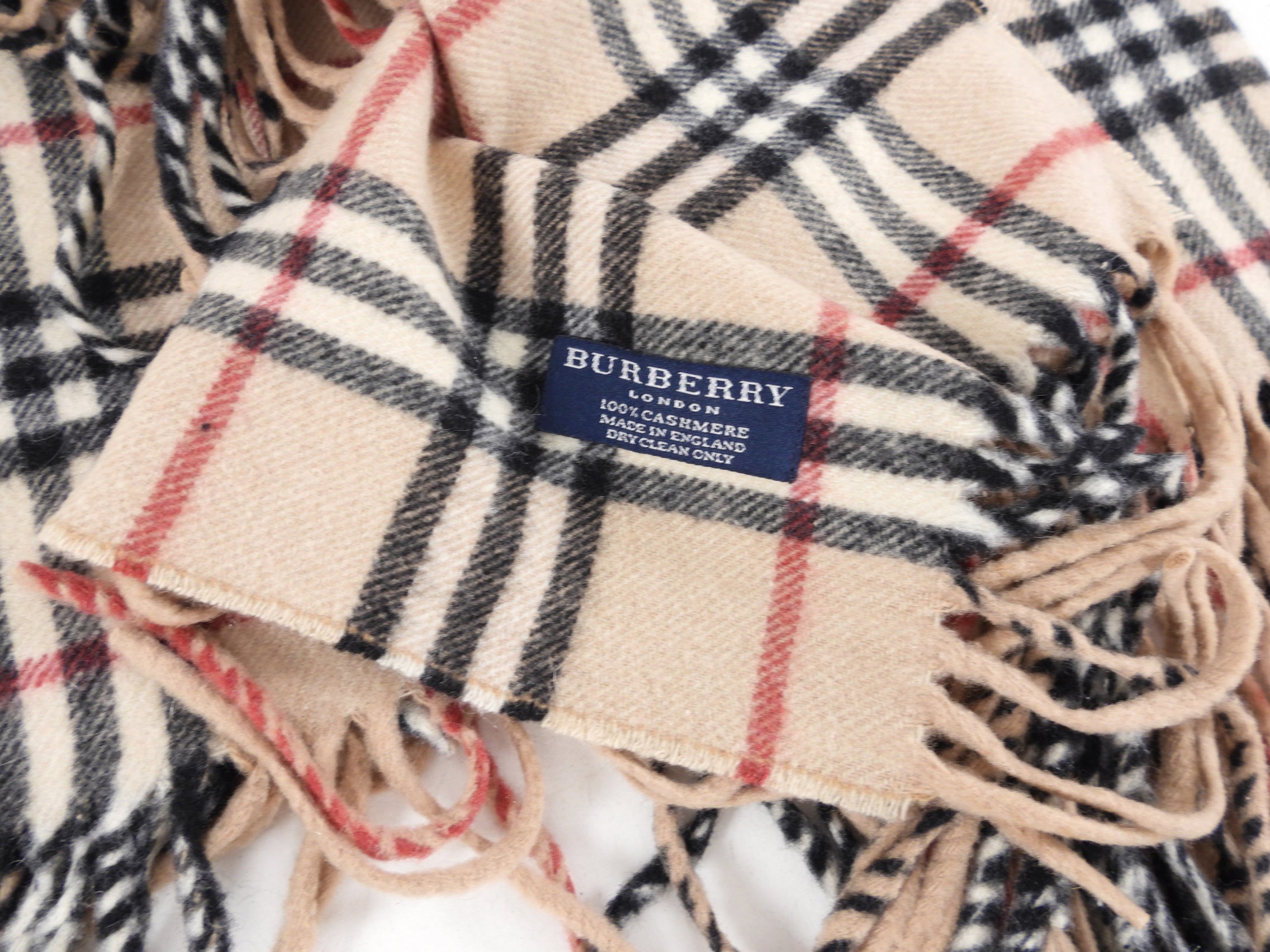 Burberry Beige Nova Check Cashmere Fringe Scarf - Luxury Warm Winter Accessory for Women & Men, Perfect for Cold Weather, Travel & Fashion Outfits