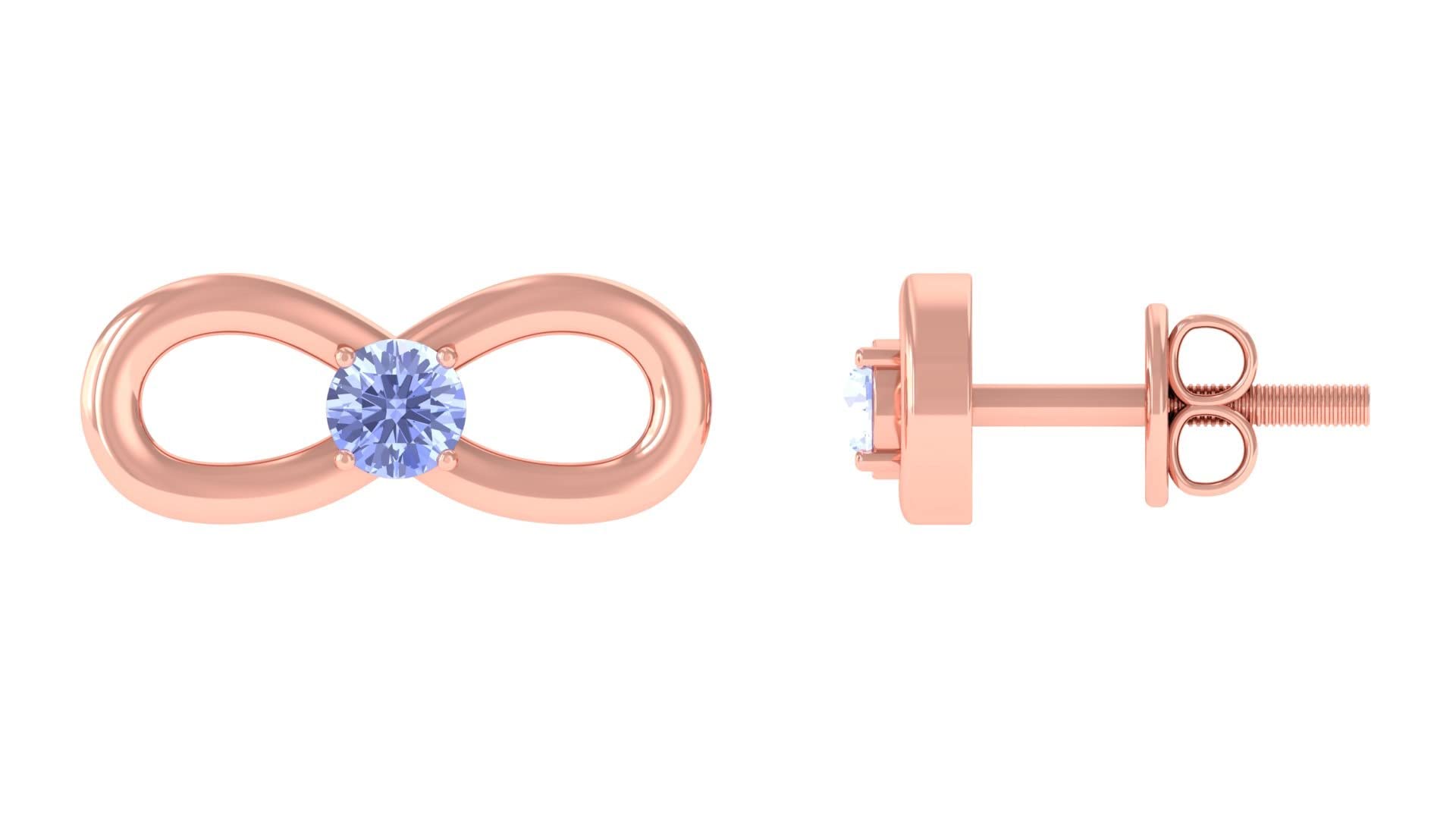 1/4 CT Tanzanite Stud Earrings - 14K Solid Gold Infinity Stud Earrings with Blue Tanzanite Gemstone, December Birthstone Jewelry Gift for Women | Perfect for Weddings, Anniversaries & Special Occasions