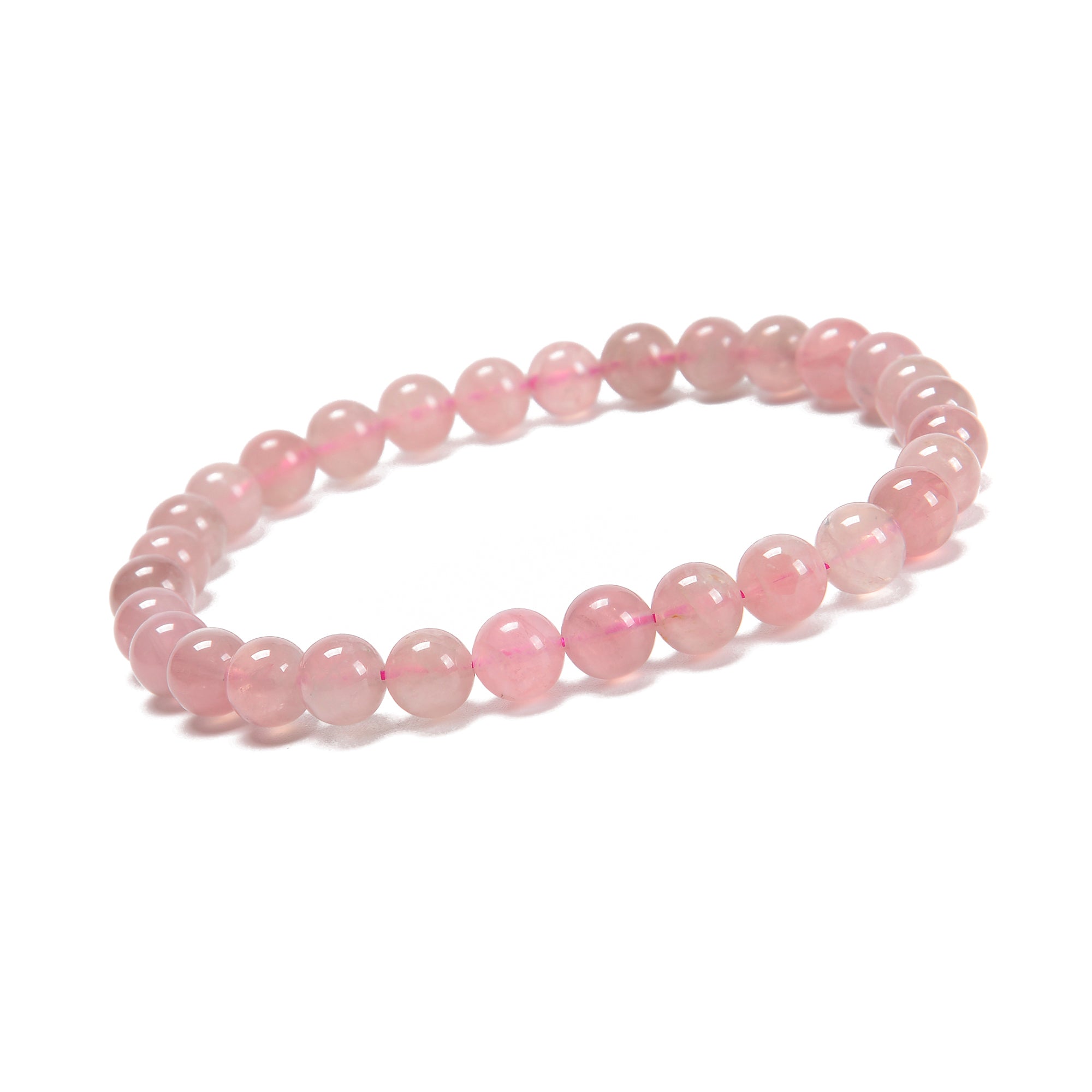 Madagascar Rose Quartz Smooth Round Beaded Bracelet Set - 6mm Beads, 7.5'' Length (3 PCS) | Healing Crystal Jewelry for Meditation, Yoga & Spiritual Wellness