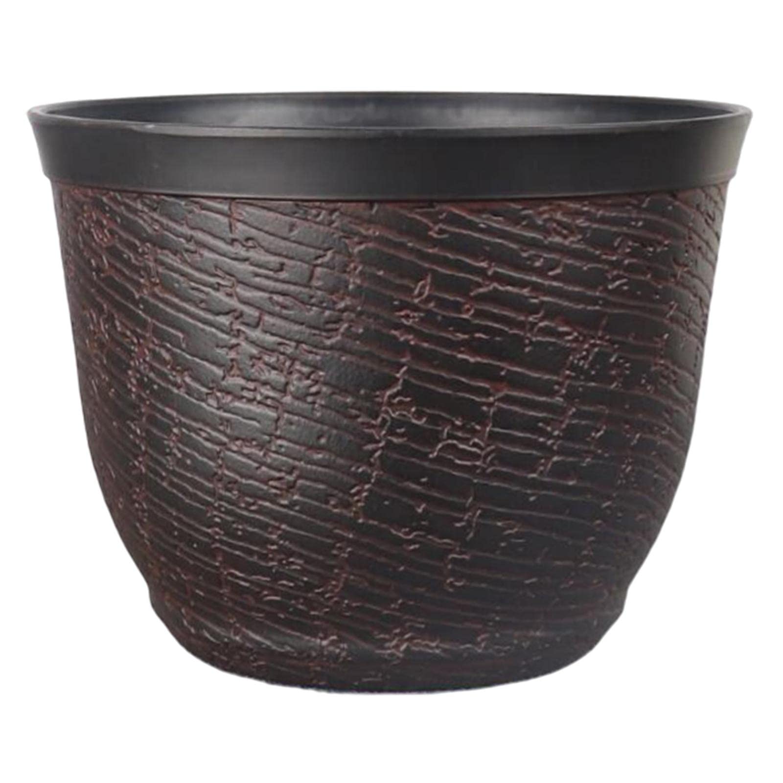 Vintage Wood-Look Plant Pot Bucket - Decorative Flower Container for Patio, Backyard, Garden & Outdoor Decor - Perfect for Succulents, Herbs & Small Plants