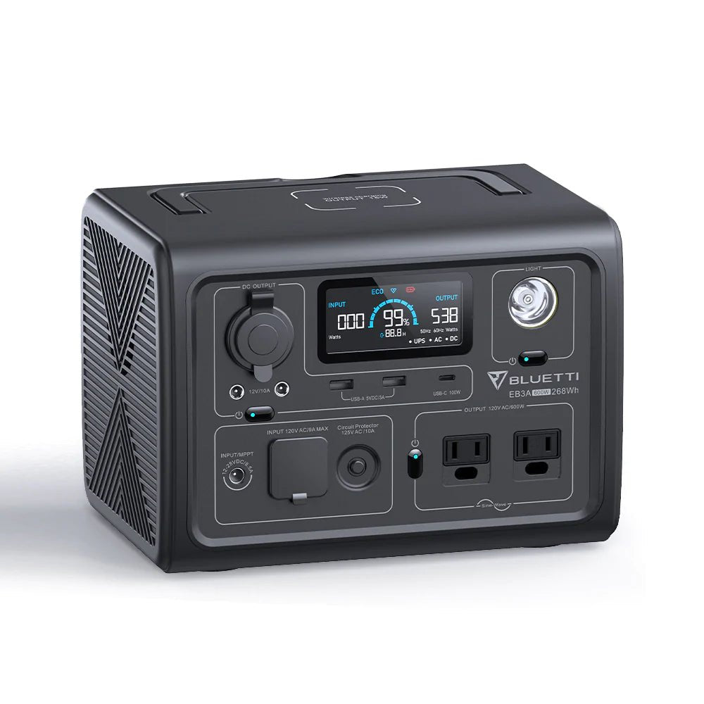 BLUETTI EB3A 600W 268Wh Portable Power Station - Solar Generator for Camping, RV, Emergency Backup & Outdoor Adventures