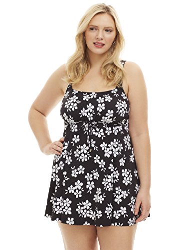 Always For Me Women's Plus Size Moonflower One Piece Swimdress - Flattering Bathing Suit with Skirted Bottom for Curvy Women | Perfect for Beach Vacations, Pool Parties & Summer Getaways