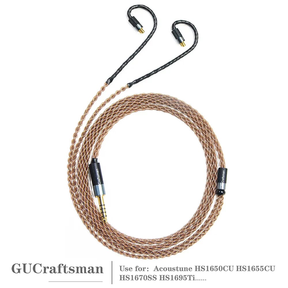 Premium GUCraftsman 6N Single Crystal Copper Audiophile Earphone Cable - Compatible with Acoustune HS1650CU/HS1655CU/HS1670SS/HS1695Ti - Perfect for Studio Monitoring, Hi-Fi Listening & Professional Audio Enthusiasts