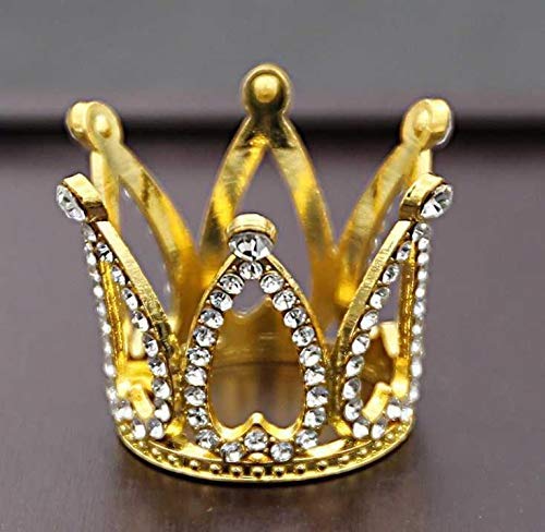 Gold Mini Crown Cake Topper for Newborn Prince & Princess - Tiny Rhinestone Tiara for Cupcakes, Baby Shower Decor, Photo Props & Craft Projects - Perfect for 1st Birthday Parties, Christenings & Nursery Decorations