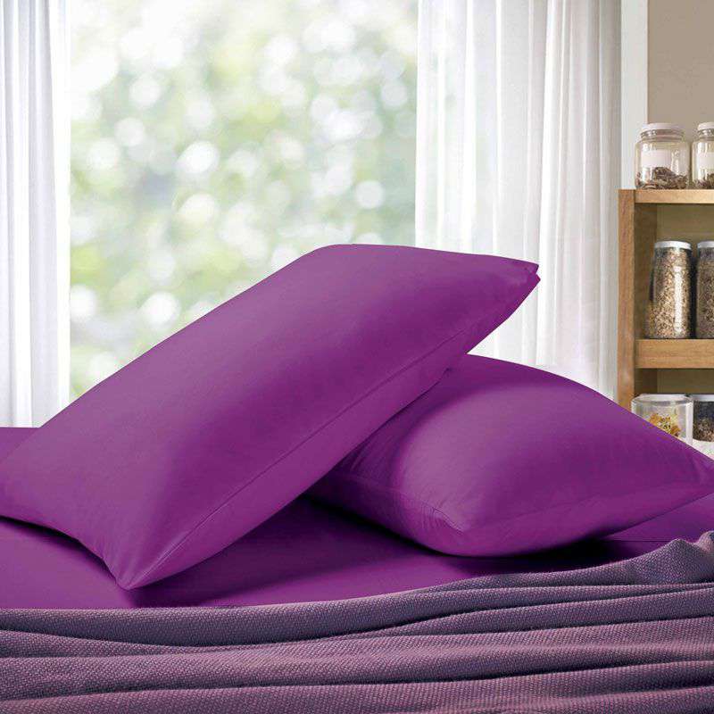 1000TC Ultra Soft Queen Size Pillowcases (2 Pack) - Luxury Bedding Set in Purple for Hotel & Home Use