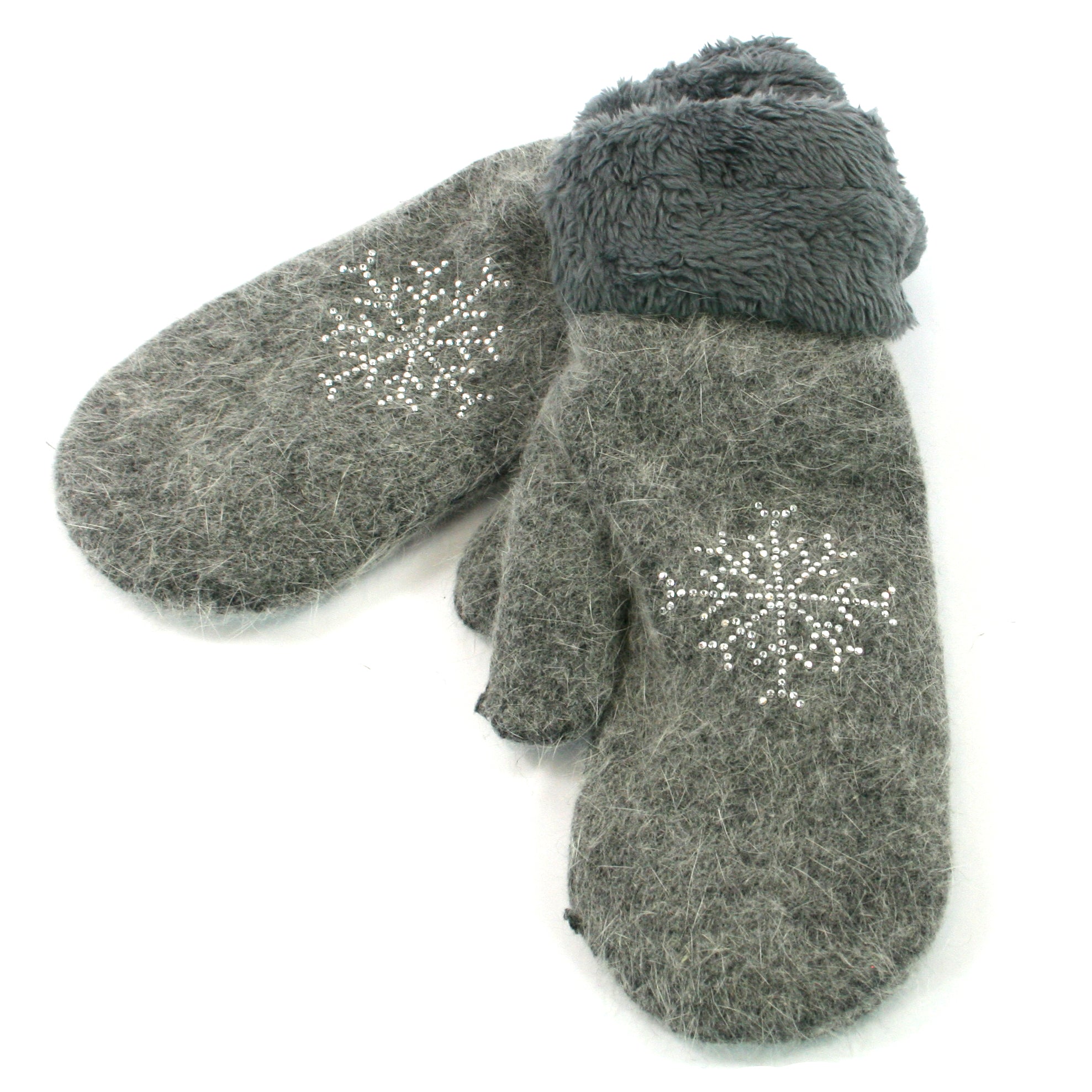 Warm Fluffy Snowflake Mittens with Soft Faux Fur Lining - Cozy Winter Gloves for Women & Kids (Perfect for Snow Play, Skiing & Cold Weather Activities)