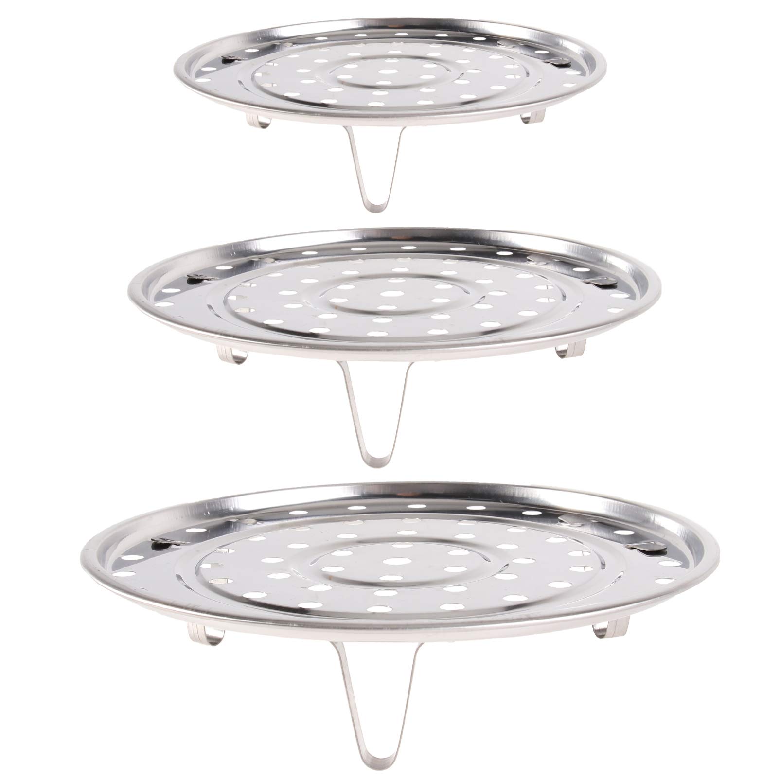 DOITOOL 3-Piece Stainless Steel Steamer Rack Set for Pots - Durable Steam Rack Stand & Plate for Cooking Vegetables, Seafood, and Dumplings | Perfect for Stovetop, Instant Pot, and Kitchen Use