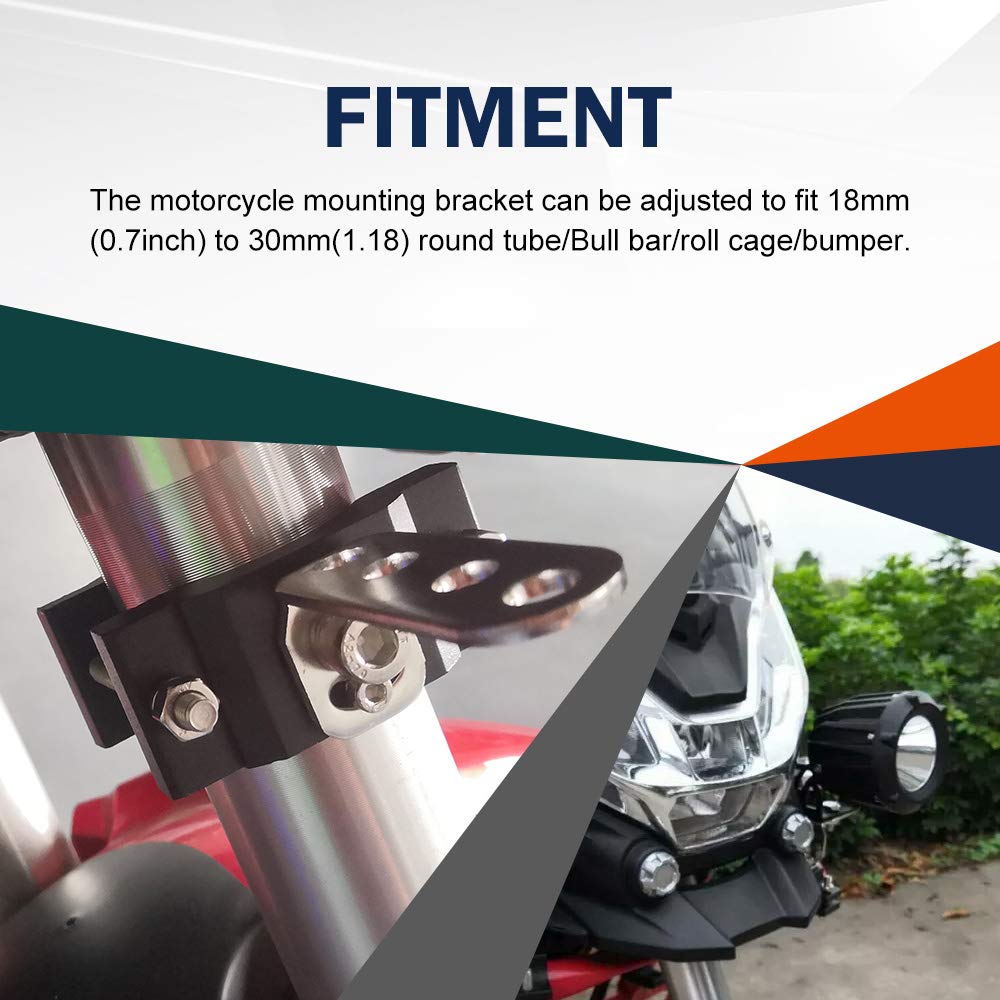 1.2 Inch Motorcycle & Bicycle Mount Brackets - Heavy Duty Bull Bar Clamp for LED Light Bars, Work Lights & Lamps - Universal Off-Road Tube Clamps (2-Pack) - Perfect for ATV, UTV, Jeep & Truck Lighting Upgrades