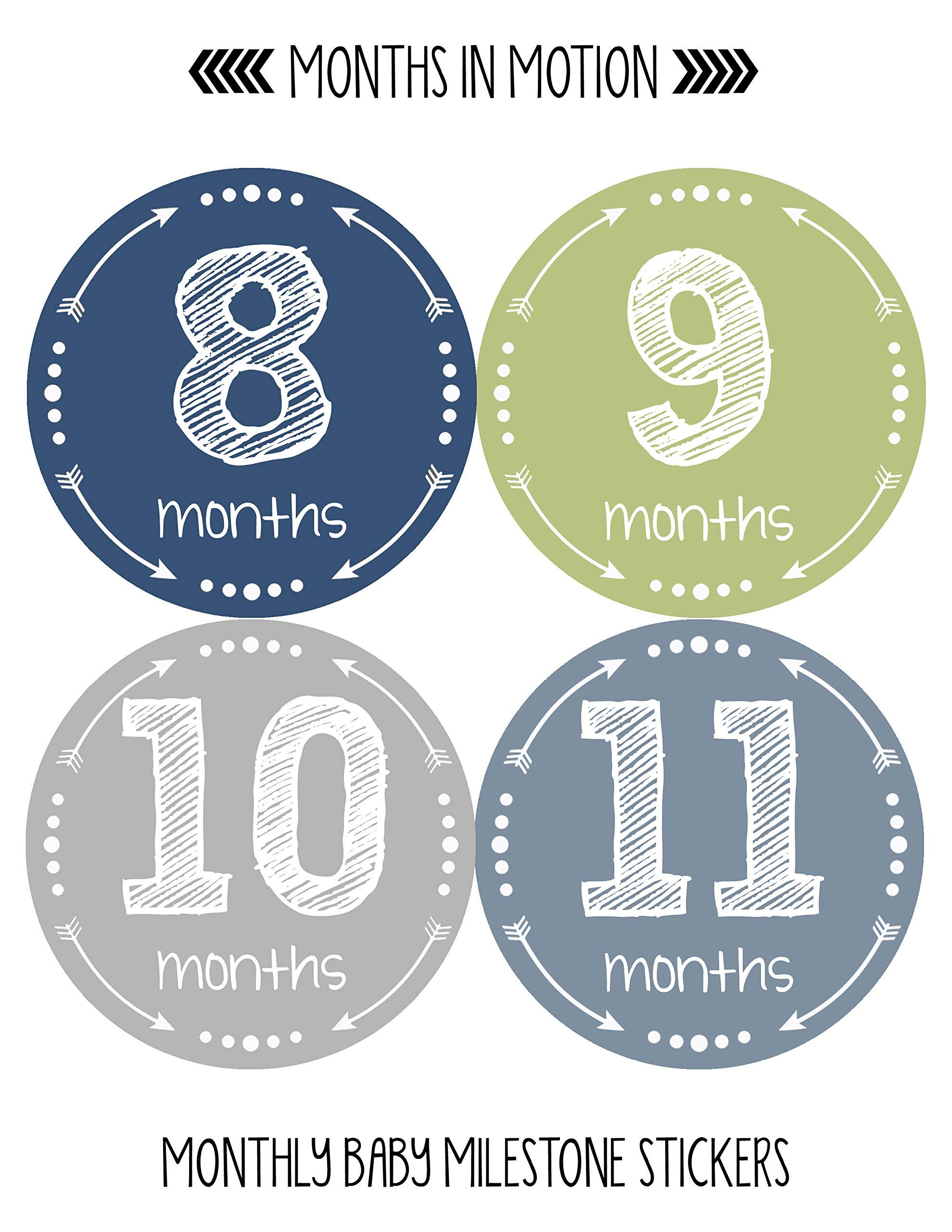 Baby Monthly Milestone Stickers for Newborn Boys - Set of 20 Adhesive Photo Props - Perfect for First Year Photo Shoots, Scrapbooking & Memory Keepsakes