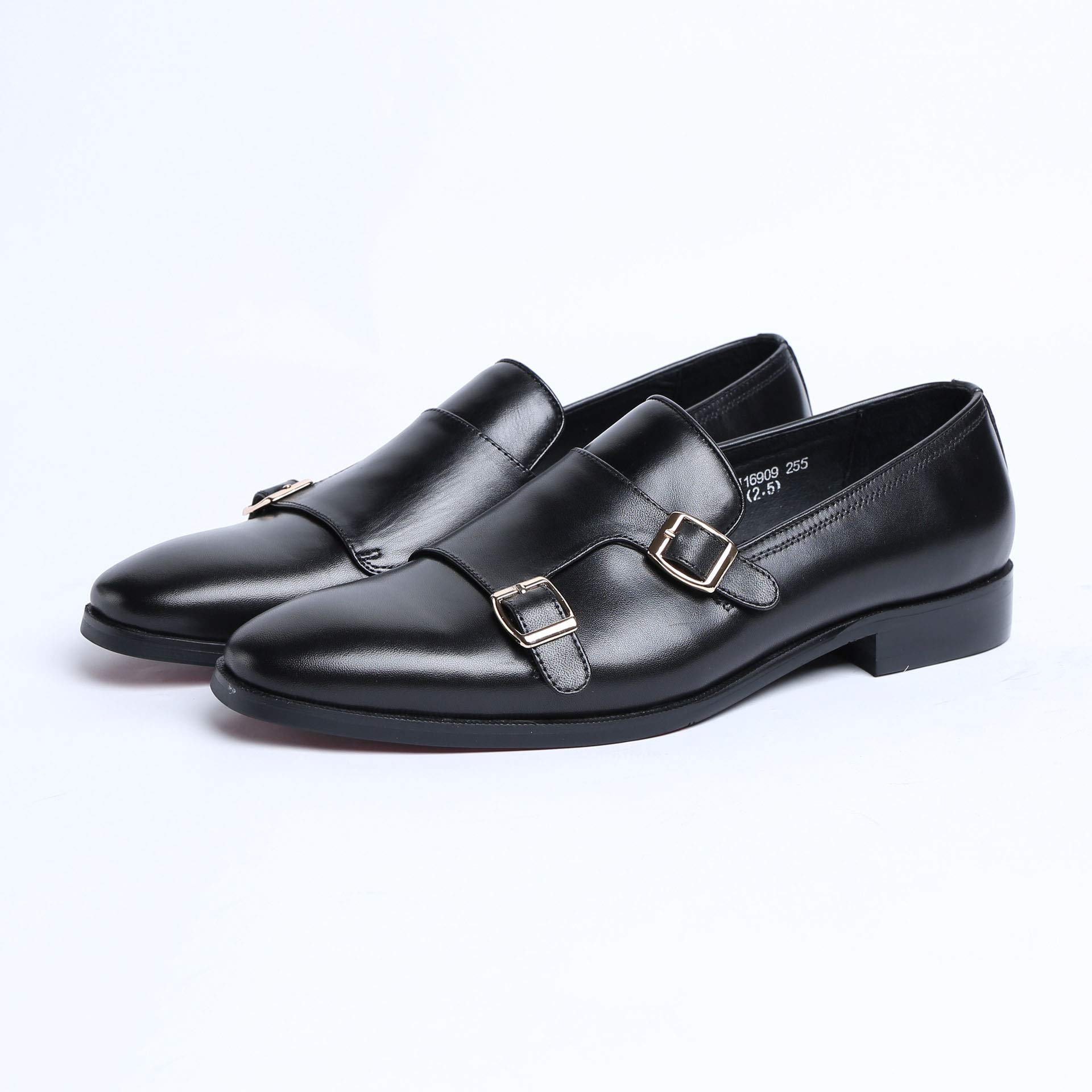 Men's Dress Shoes - Formal Leather Monk Strap Business Shoes for Wedding, Banquet & Office - Single Buckle Pointed Toe Oxfords - Black Size 38/UK 5.5/US 6.5 - Perfect for Business Meetings, Cocktail Parties & Special Occasions