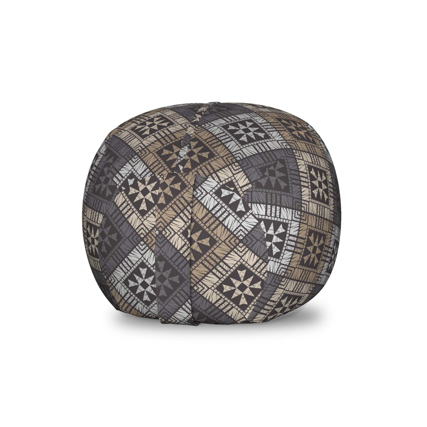 Ambesonne Abstract Storage Toy Bag Chair - Ethnic Traditional Design, Washable Stuffed Animal Organizer, Small Size in Dimmable Gray | Perfect for Kids' Room, Nursery, Playroom & Home Organization