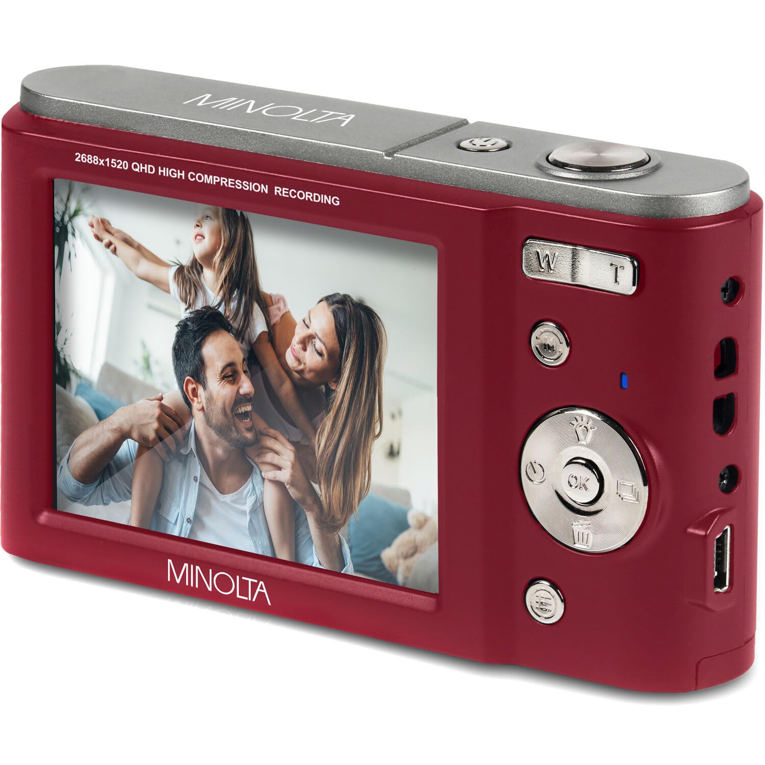 Minolta MND20 44MP 2.7K Ultra HD Digital Camera (Red) - Perfect for Travel, Vlogging & Photography Enthusiasts