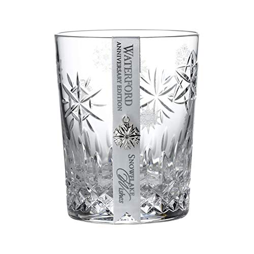 Waterford 2020 Snowflake Wishes Love Anniversary Edition Double Old Fashioned Glass - Elegant Crystal Whiskey Glass Set for Christmas Gifts, Romantic Anniversary & Holiday Cocktail Parties
