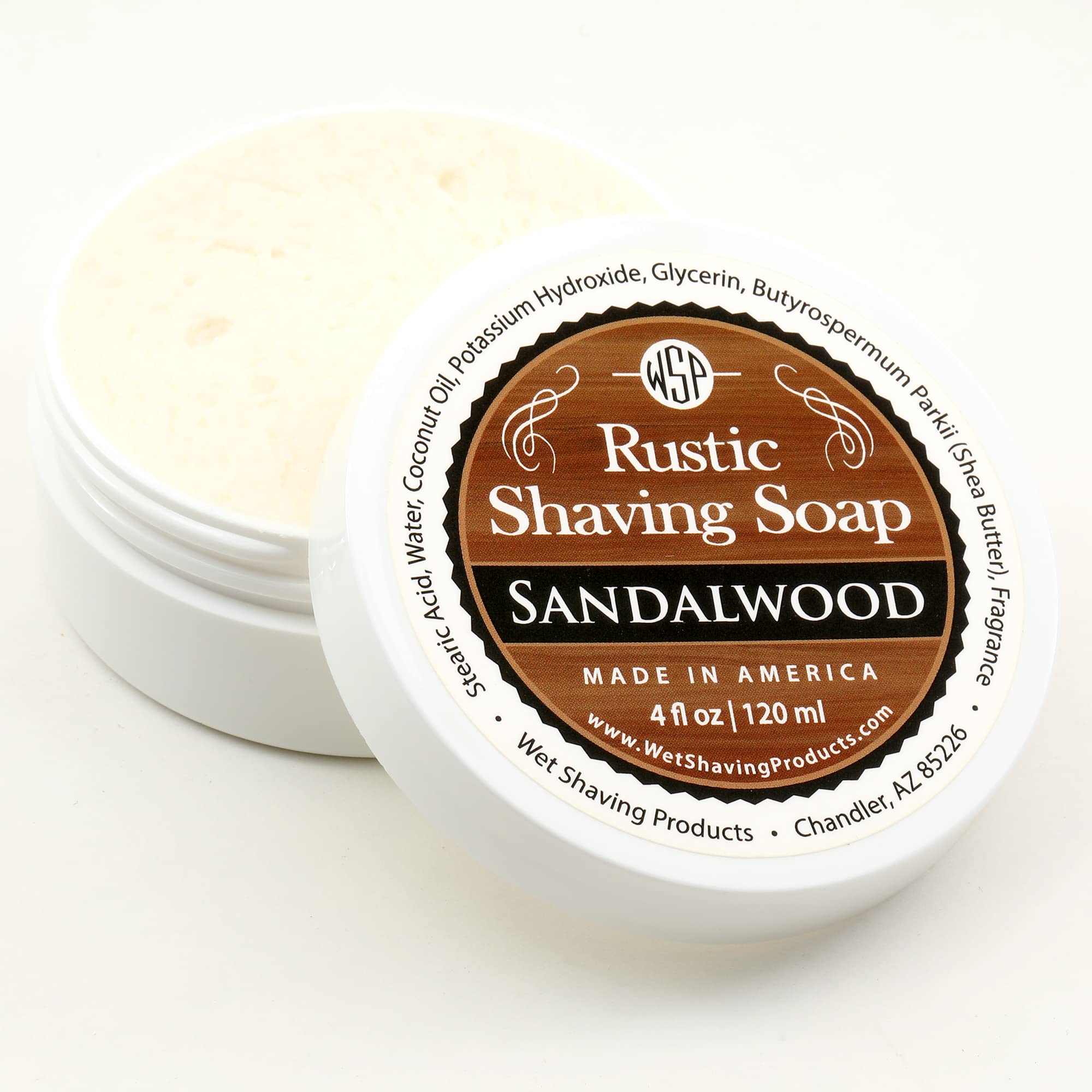 Artisan Vegan Shaving Soap - Sandalwood Scented, Natural Ingredients, Handmade in USA | Perfect for Wet Shaving & Men's Grooming Routine