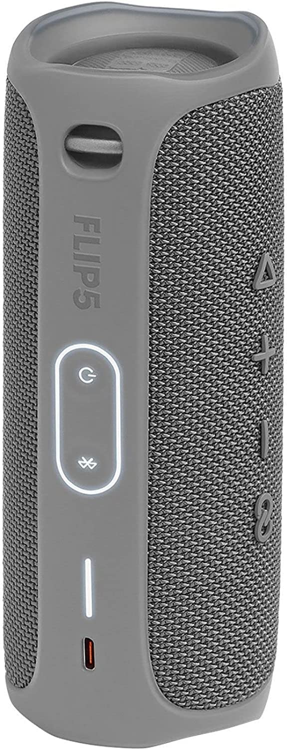 JBL Flip 5 Waterproof Portable Bluetooth Speaker - Wireless Stereo Pairing, 12 Hours Playtime, IPX7 Rating - Perfect for Travel, Beach, Pool Parties & Home Use - Includes Microfiber Cleaning Cloth - Gray Stone