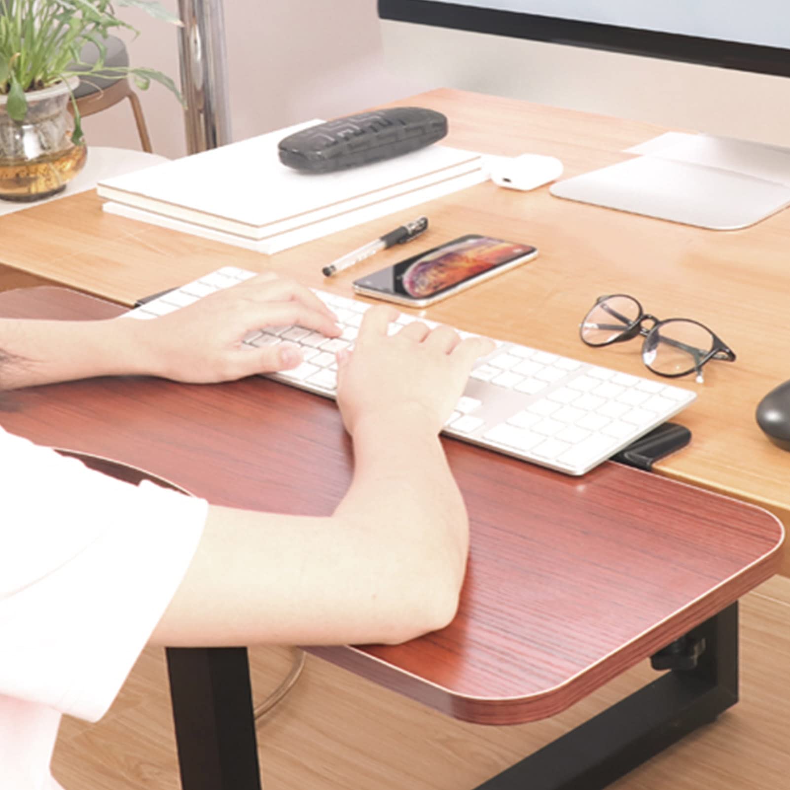 Ergonomic Wall-Mounted Foldable Keyboard Tray - 90° Adjustable Under Desk Keyboard Drawer with Clamp (24x65cm) for Home Office & Workspace - Perfect for Small Spaces & Standing Desks