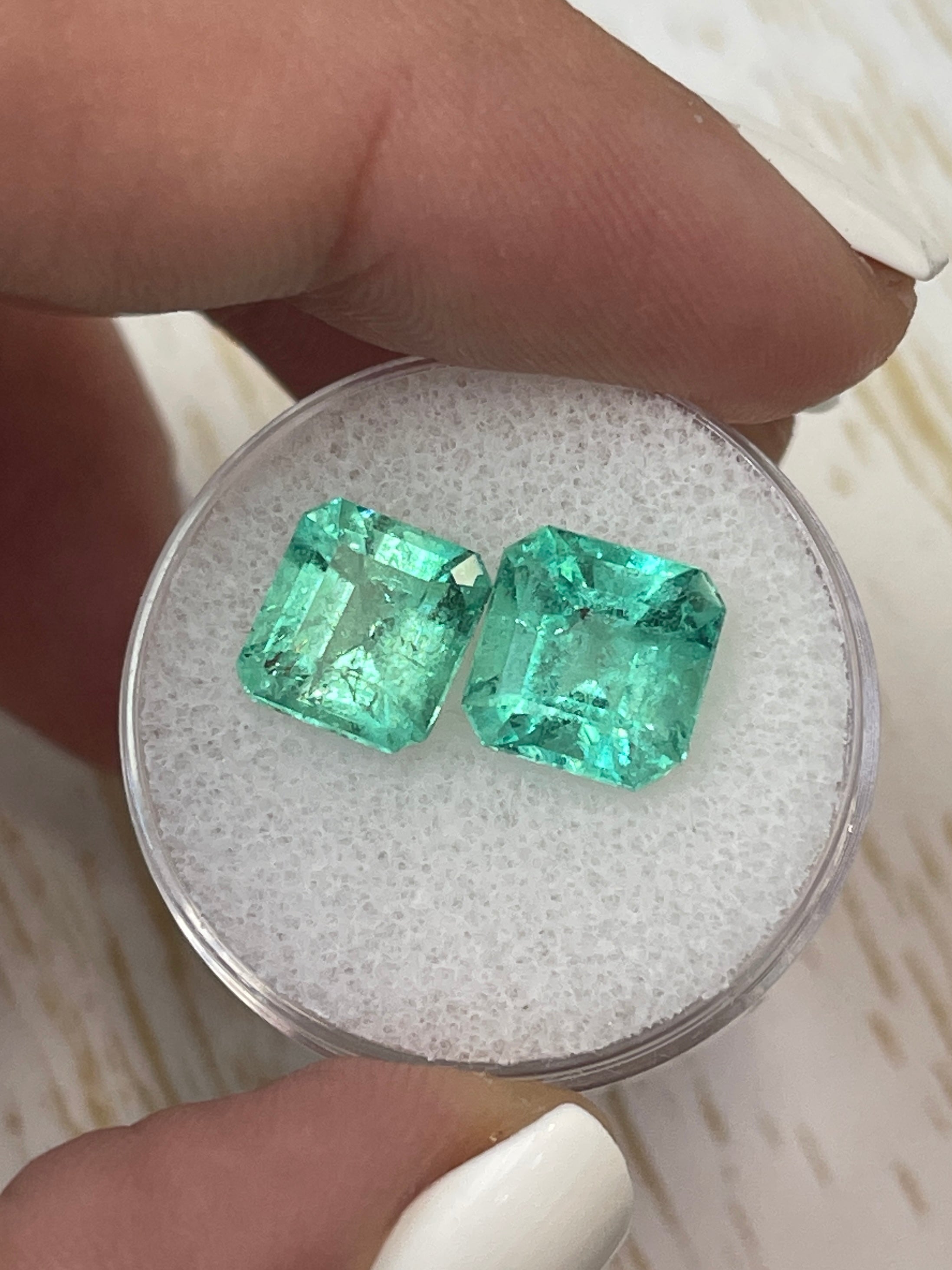 8.5x8mm Matching Loose Colombian Emeralds - Asscher Cut Natural Green Gemstones (5.49ctw) for Jewelry Making, Engagement Rings & Luxury Gifts