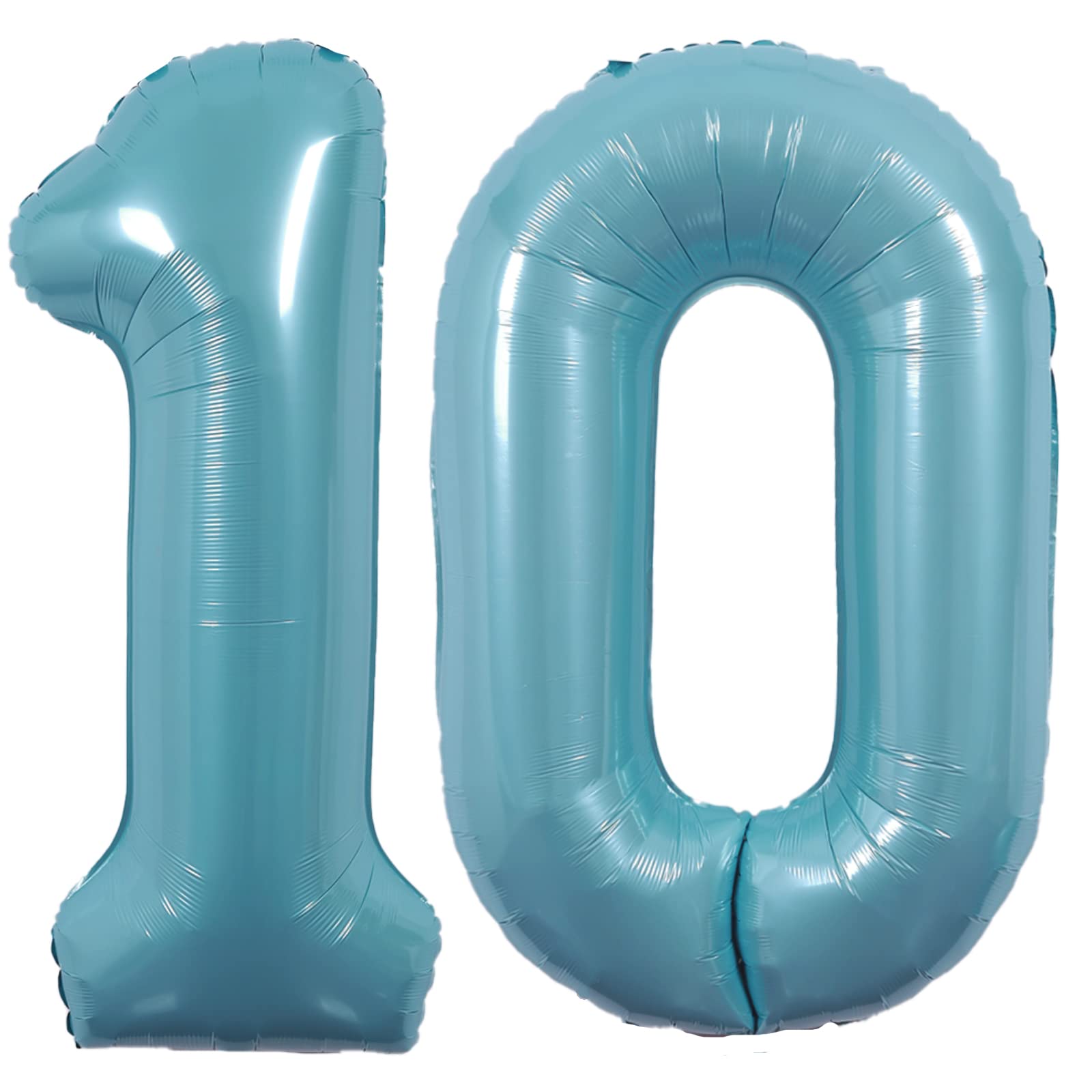40 Inch Giant Blue Macaron Number 10 Balloon - Helium Mylar Foil Balloon for 10th Birthday Party Decorations | Kids & Adults Anniversary Celebration Supplies | Perfect for Milestone Birthdays, Decade Anniversaries & Photo Backdrops