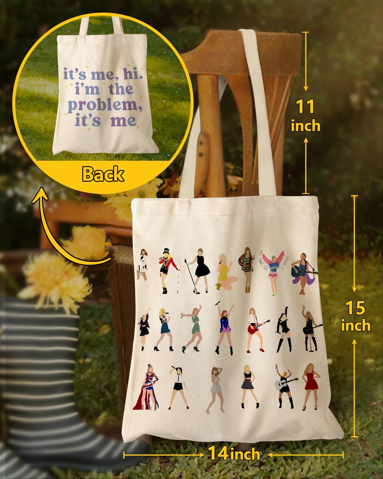 STSNano Stylish Canvas Tote Bag for Women - Reusable Eco-Friendly Shoulder Bag - Perfect for Work, Shopping & Travel (Gift Idea) - Trendy Aesthetic Design for Everyday Use