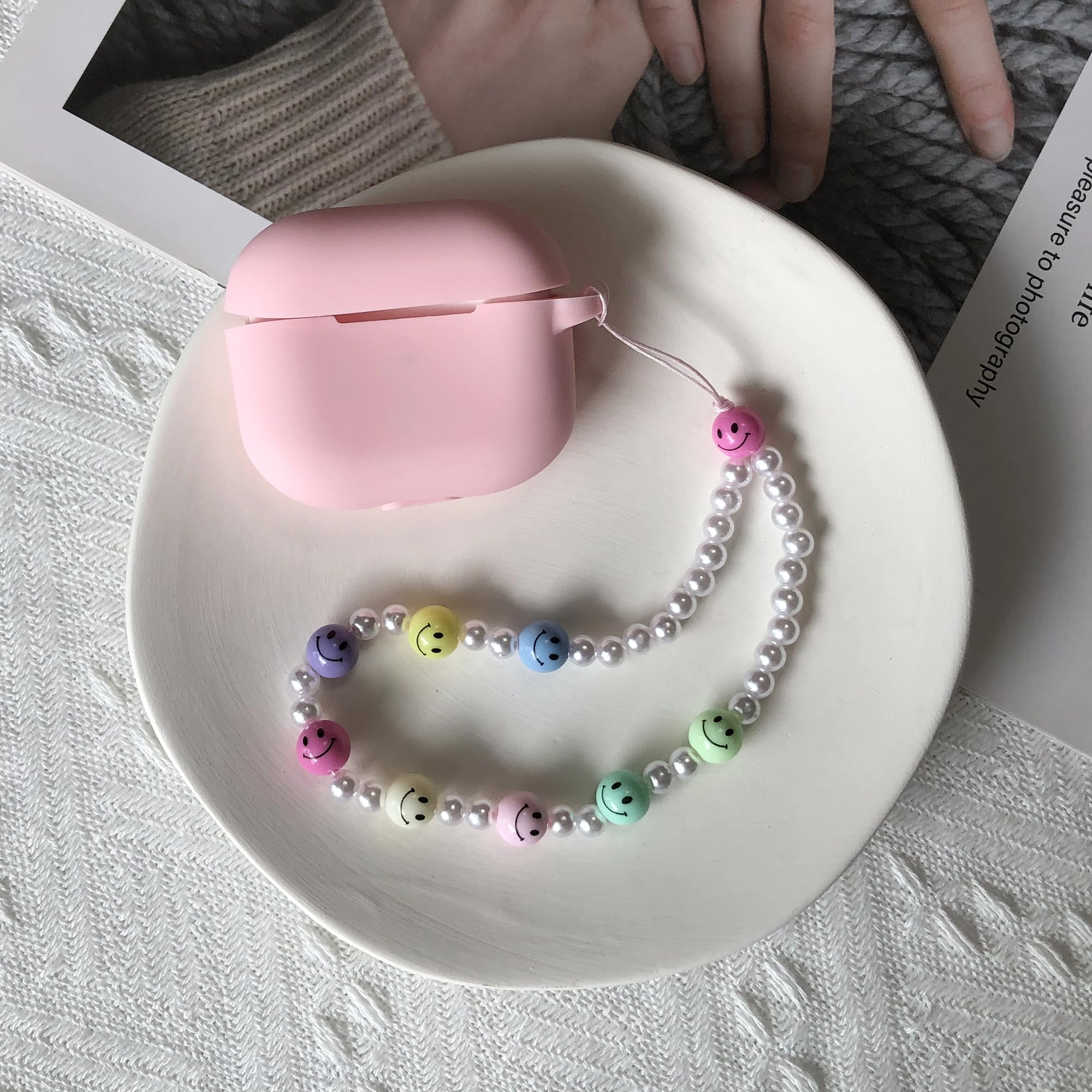 Y2K Cute Beaded Phone Lanyard Wrist Strap - Smiley Face & Flower Anti-Lost Bracelet Chain for Women | Perfect for Work, Travel & Phone Security