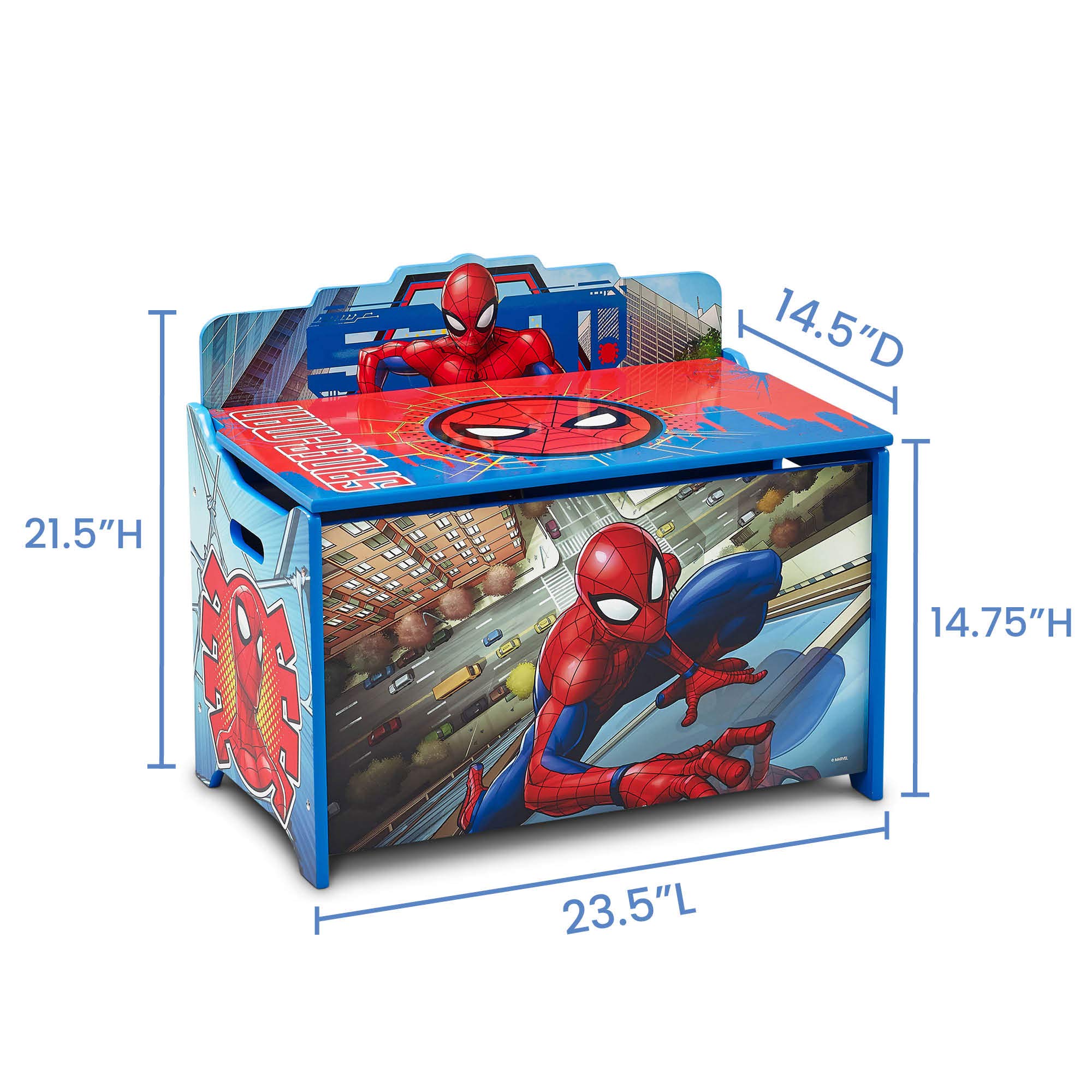 Delta Children Deluxe Toy Box with Spider-Man Design - Kids Storage Organizer for Toys, Books & Clothes | Perfect for Bedroom, Playroom & Nursery Organization