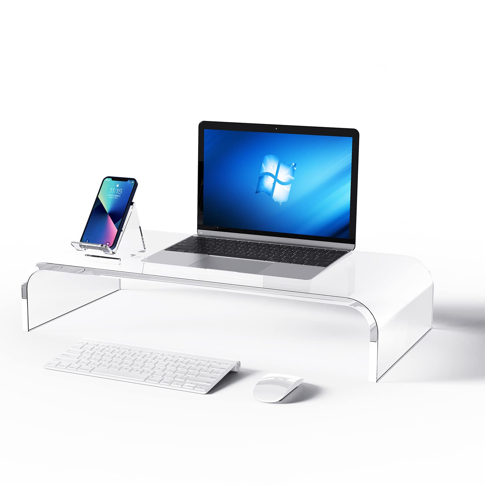 Premium Clear Acrylic Monitor Stand & Laptop Riser - 16