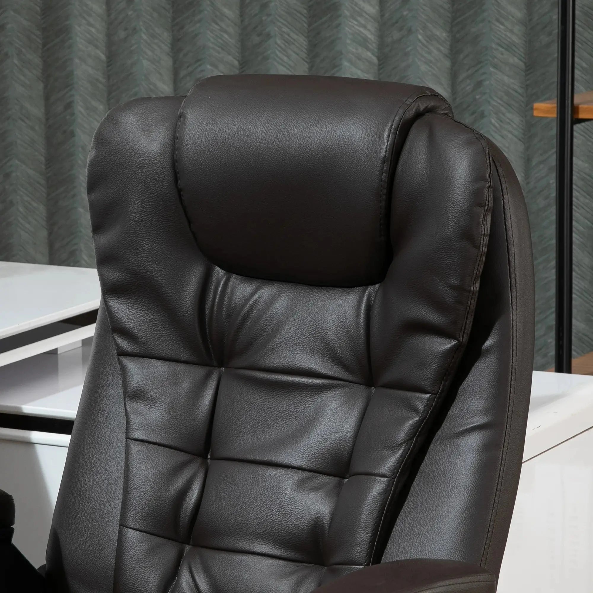 Premium High Back Faux Leather Executive Office Chair - Ergonomic Swivel Seat with Adjustable Height (Black/Gray) - Perfect for Home Office, Conference Rooms & Corporate Workspaces