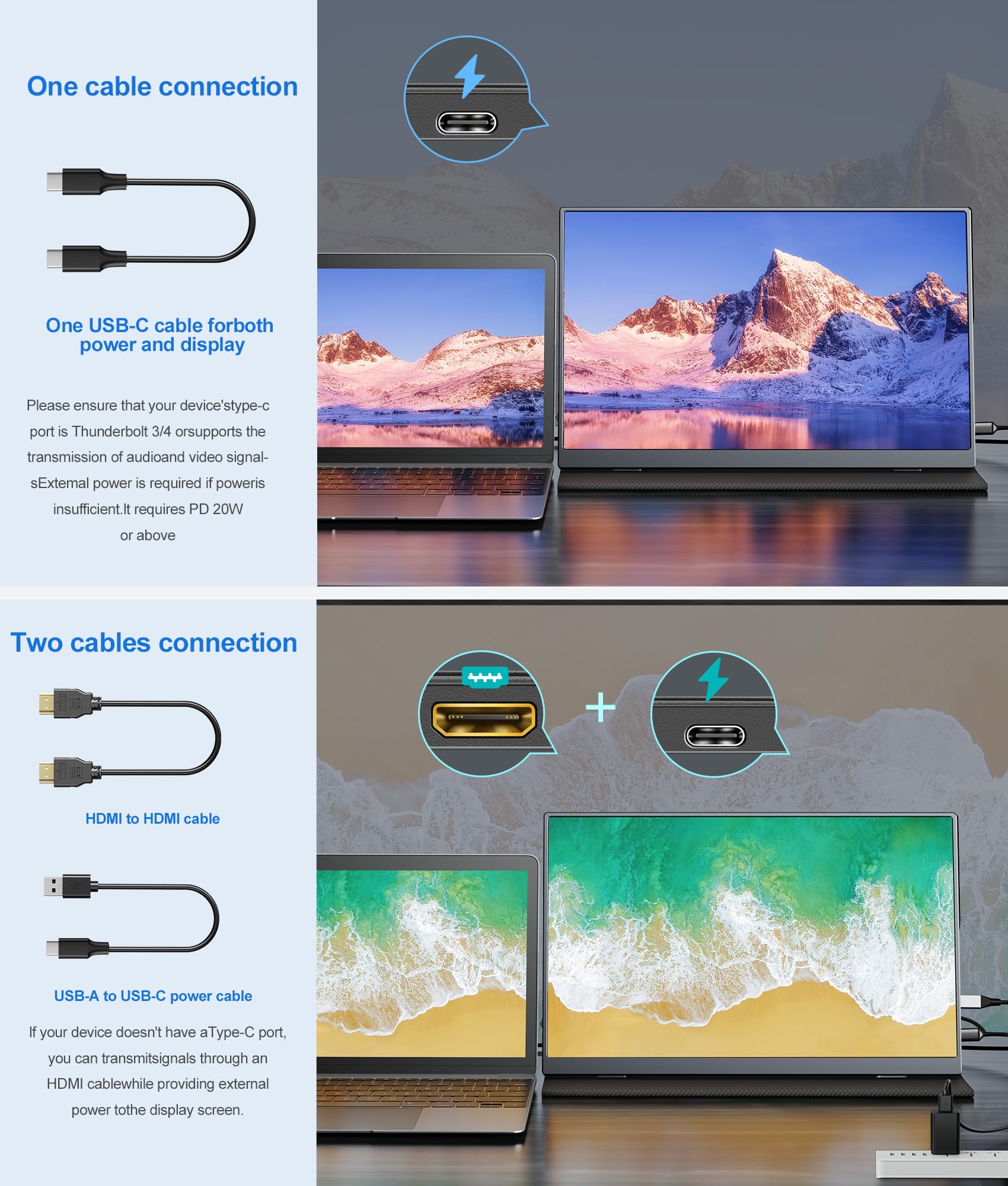 18.5 Inch Portable Monitor for Laptop - FHD 1080P IPS Display with 100% sRGB, USB-C & HDMI Ports, VESA Mount, HDR, Built-in Speakers & Smart Cover - Perfect for Travel, Work, Gaming and Home Office Setup