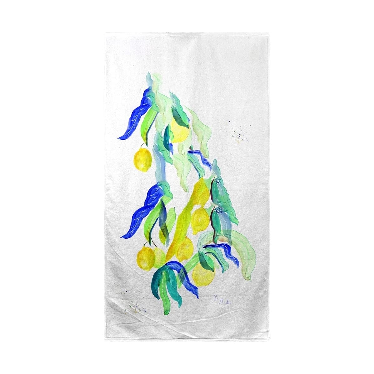 Betsy Drake Lemon Tree Beach Towel - Large Soft Absorbent Quick-Dry Towel for Pool, Beach, Yoga & Outdoor Activities