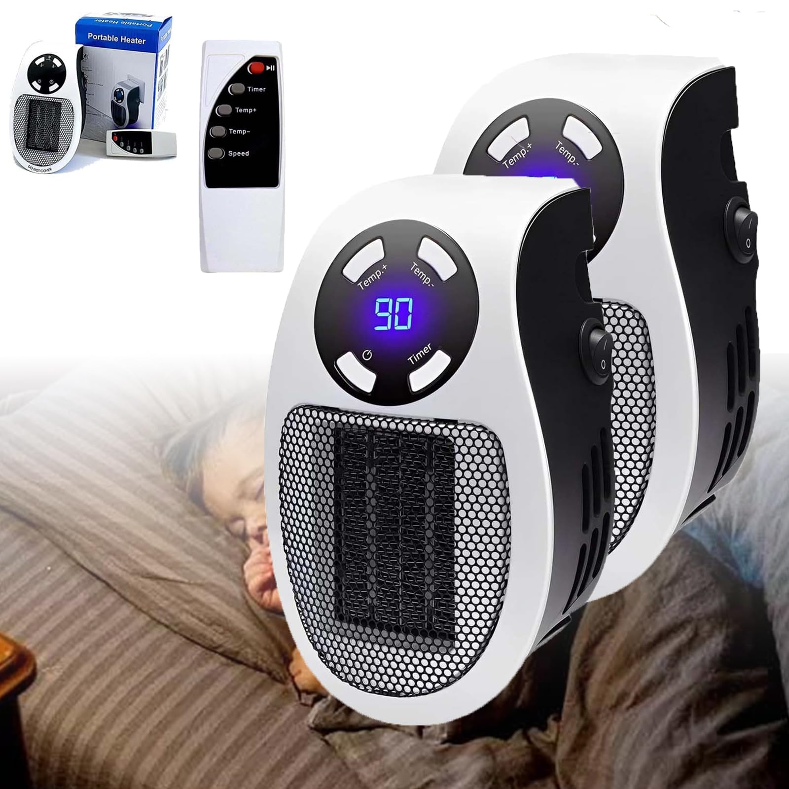 Elon Musk Ultra Air Heater - Portable Electric Space Heater for Indoor Use | Quiet & Energy Efficient | Perfect for Home, Office & Bedroom (White, 2-Pack)