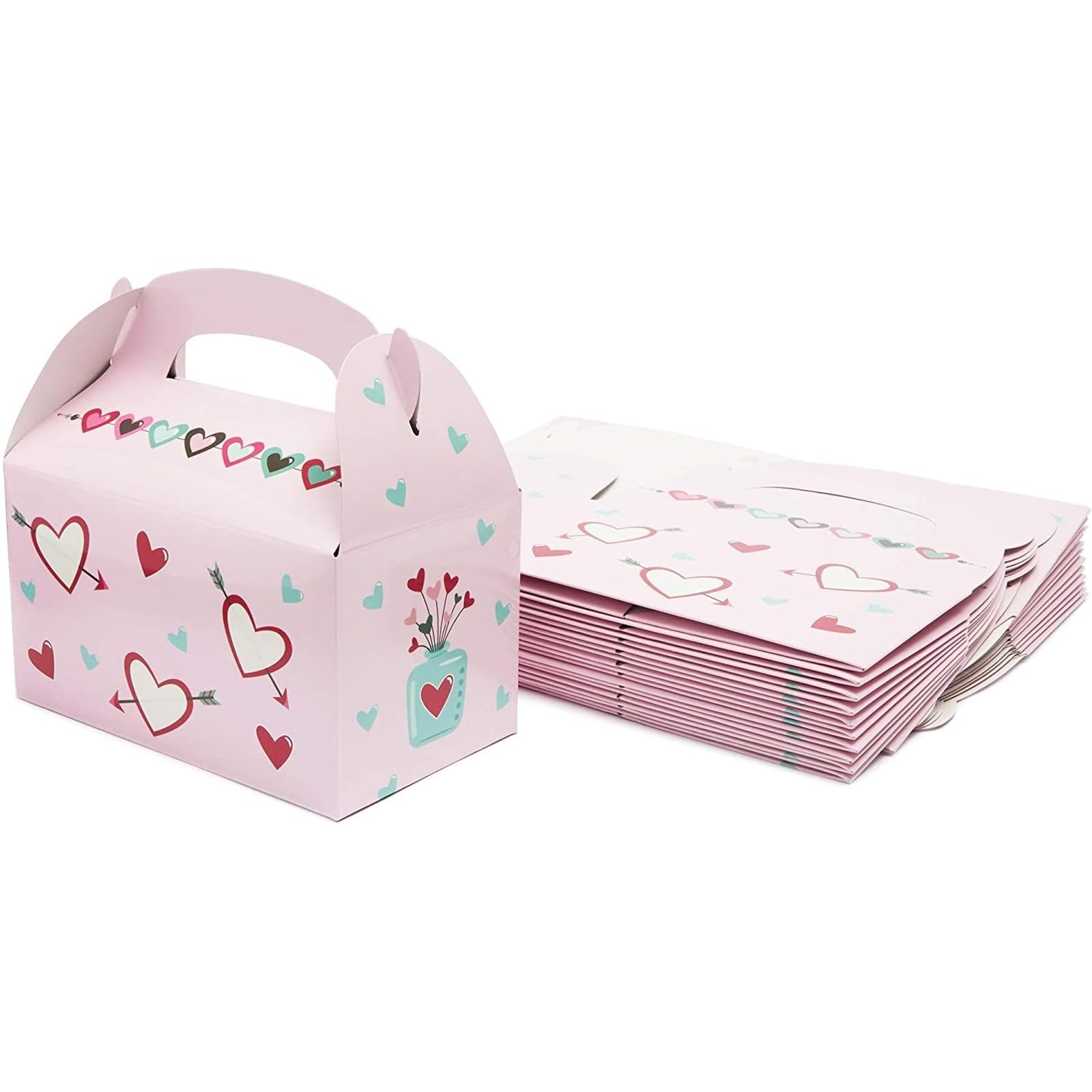 BLUE PANDA Valentine's Treat Boxes - 24 Pack Pink Gift Boxes for Valentine's Day, Party Favors, Bridal Showers & Birthday Celebrations | Perfect for Candy, Chocolates & Small Gifts