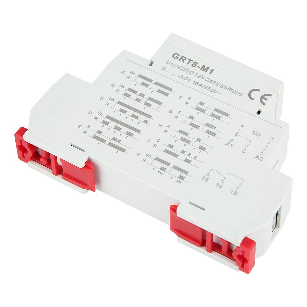 GRT8-M1 Multifunctional Time Delay Relay Timer with 10 Functions, DIN Rail Mount, AC/DC 12V-240V, On/Off Timer for Industrial Automation, HVAC Systems, and Electrical Control Panels