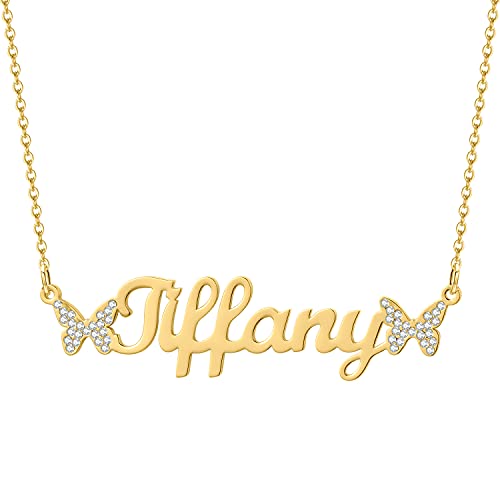 F-Name Necklace with Double Butterfly