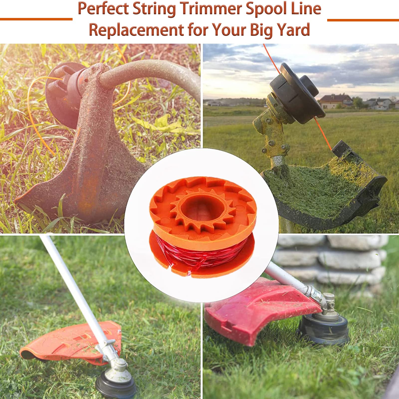 14 Pack Replacement Trimmer Spool Line for Worx WA0010 WA0004.1 - 0.065