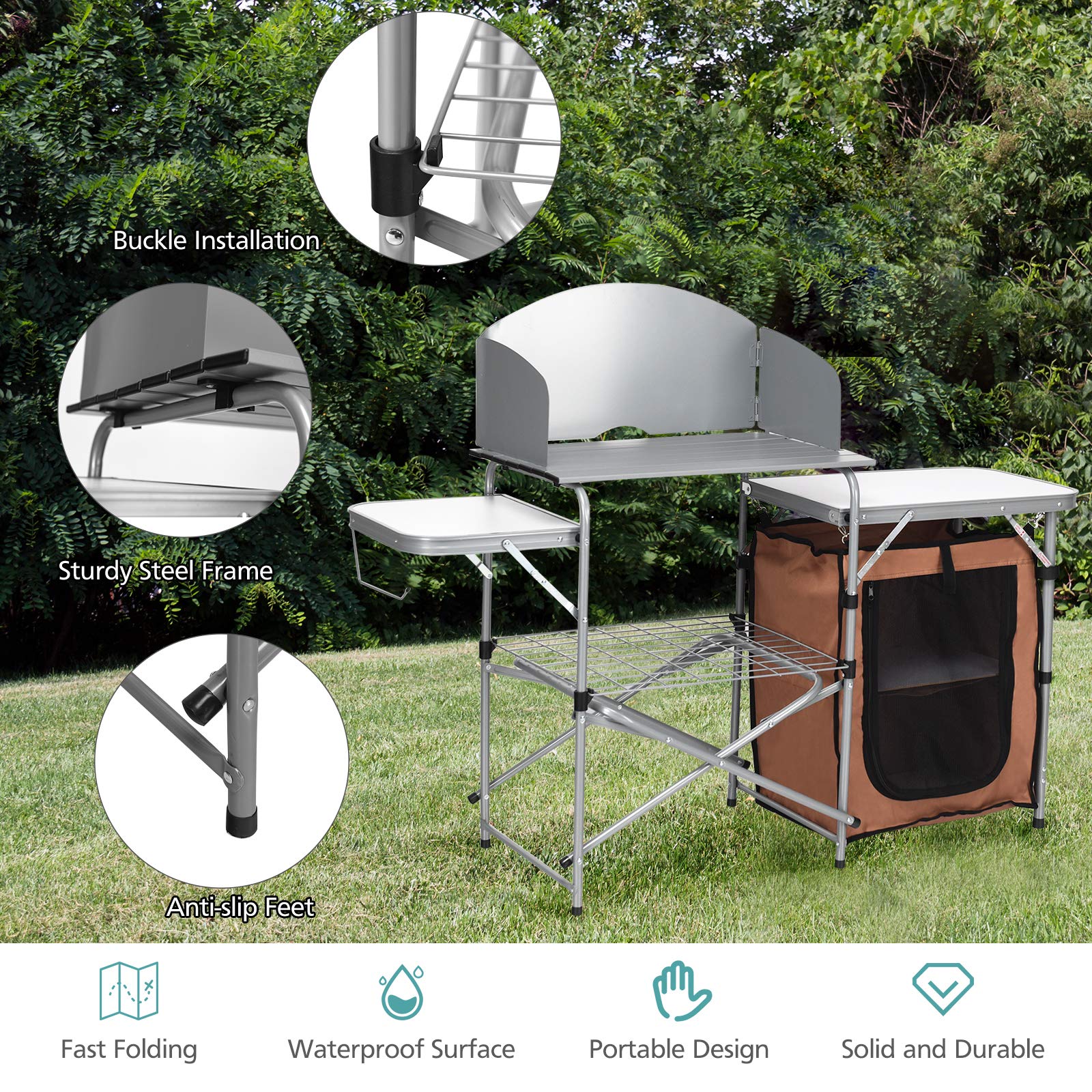Goplus Portable Camping Kitchen Table - 26