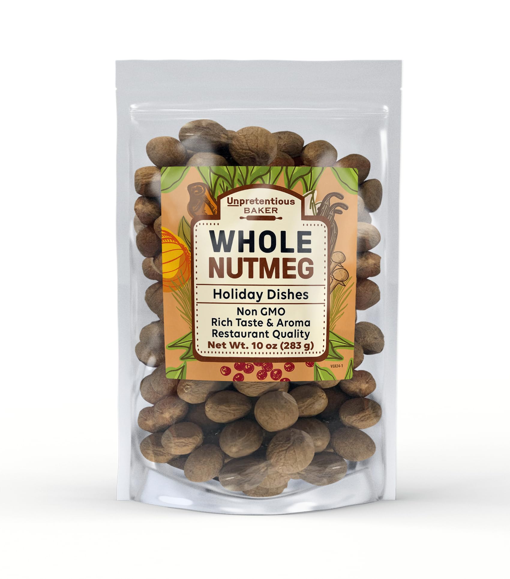 Premium Whole Nutmeg 10 oz | Gluten-Free, Resealable Bag | Perfect for Baking, Pumpkin Pie & Holiday Cooking | All-Natural Spice for Desserts & Hot Drinks