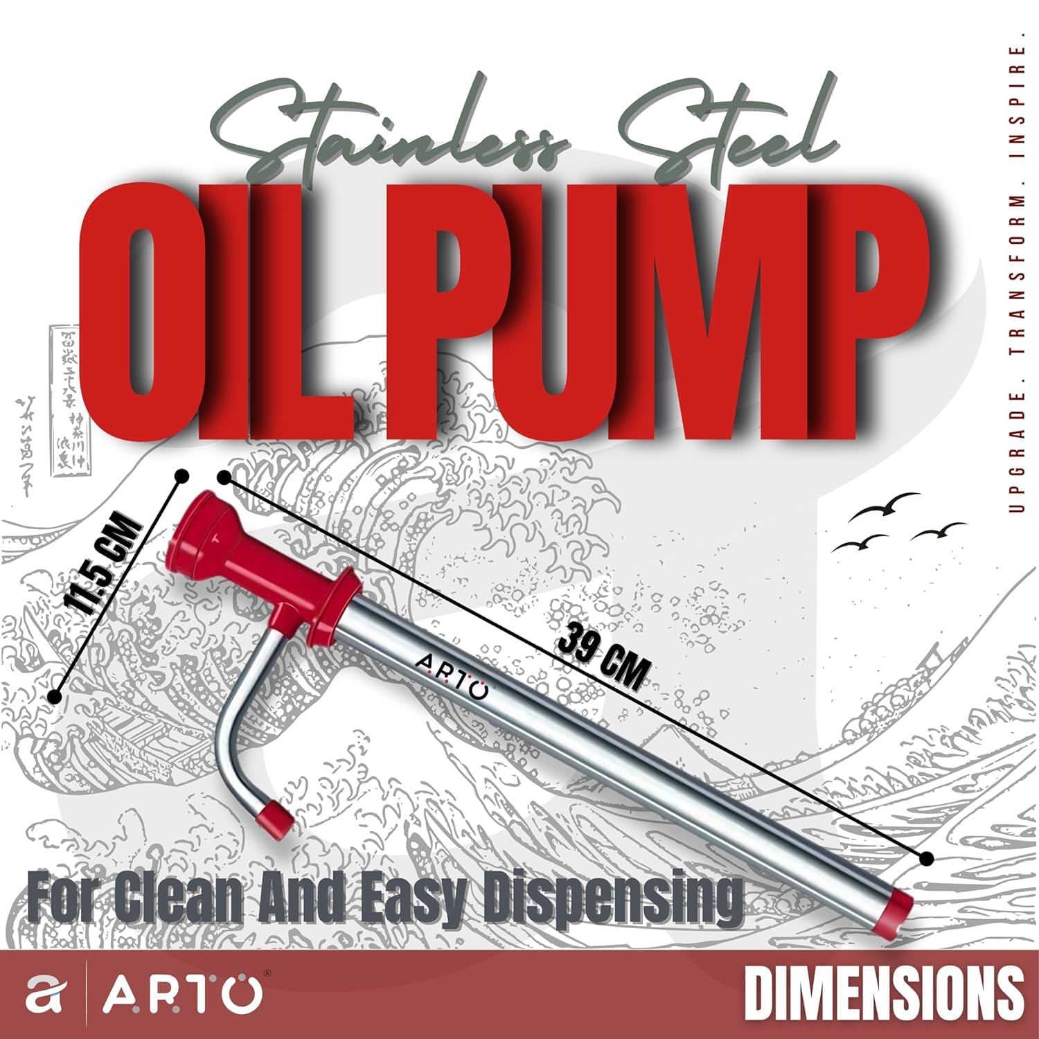 DIGSMORDEN Manual Hand Pump for Oil, Fuel & Liquids Transfer - 15L Capacity for Tin Cans & Bottles - Ideal for Kitchen, Garage, Workshop & Outdoor Use - Oil Dispenser Pump for Easy Fluid Transfer
