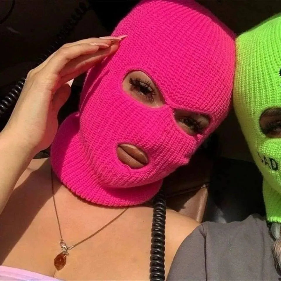 Pink 3-Hole Tactical Balaclava - Winter Ski Mask for Motorcycle Helmets, Outdoor Sports & Army Tactics - Cold Weather Face Protection for Skiing, Motorcycling & Snowboarding