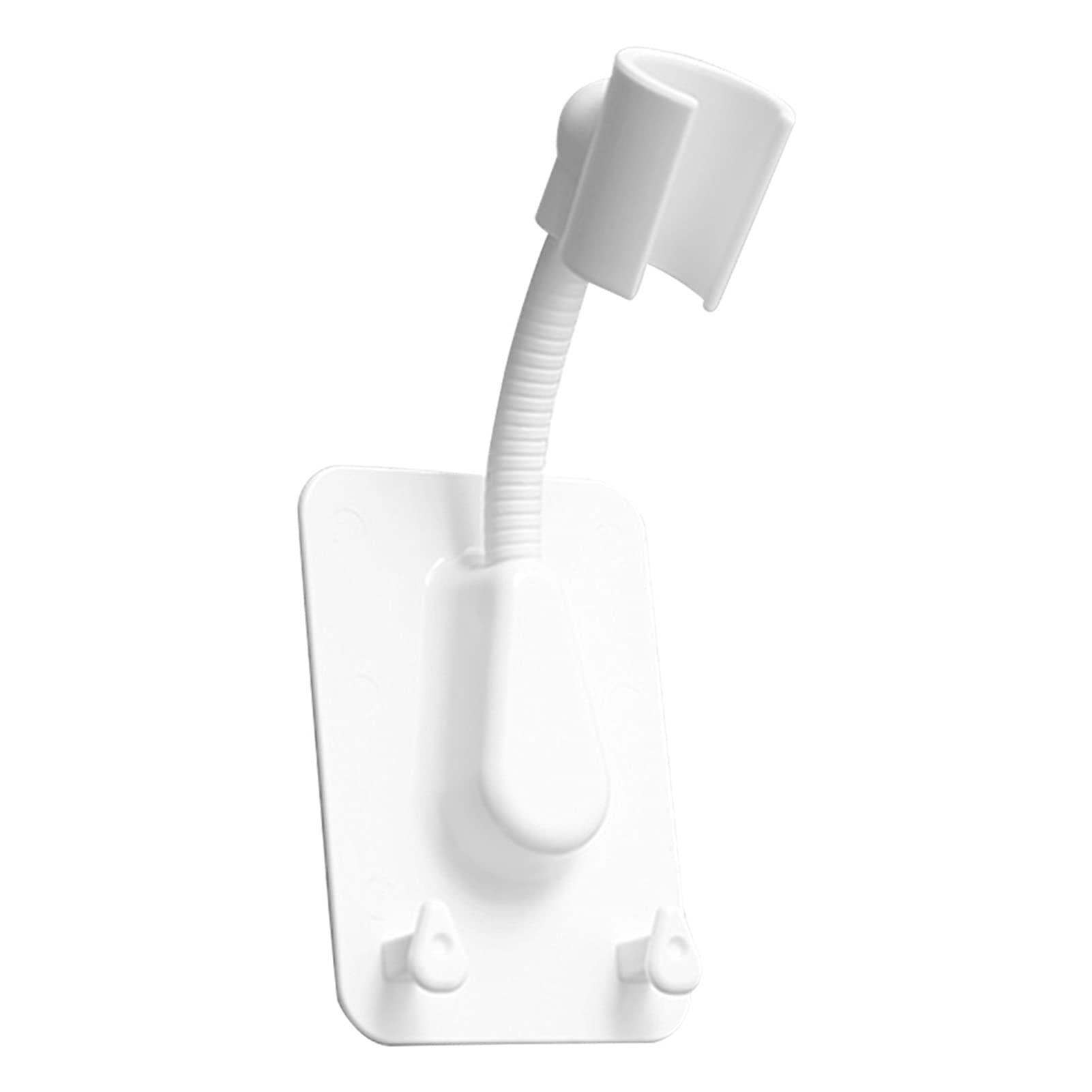 Adjustable Self-Adhesive Shower Head Holder with 2 Hooks - Universal ABS Wall Mount Bracket for Showerheads - Perfect for SPA, Bathroom & Home Use (White)